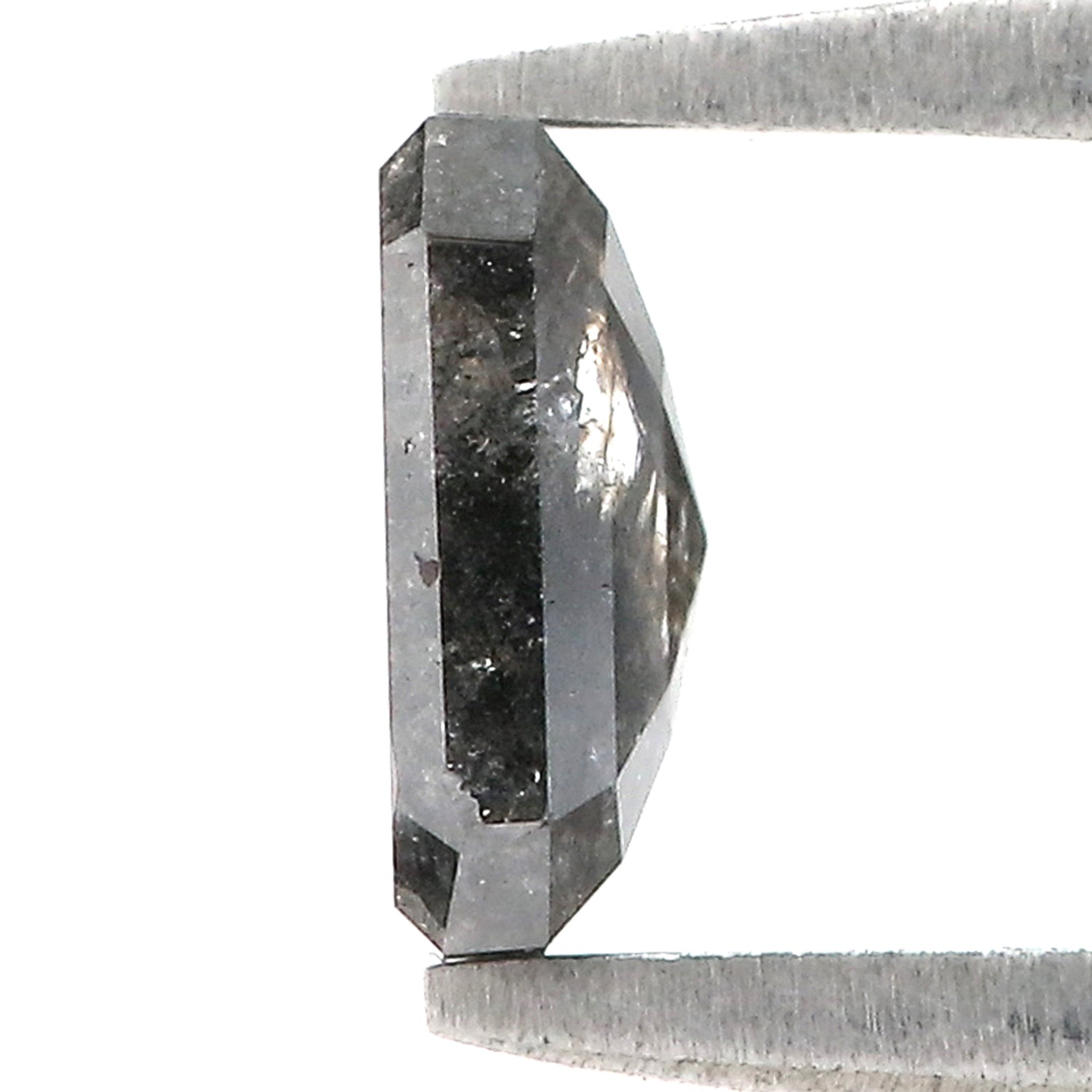 0.99 CT Natural Loose Emerald Shape Diamond Salt And Pepper Emerald Shape Diamond 6.40 MM Black Grey Color Emerald Rose Cut Diamond LQ1337