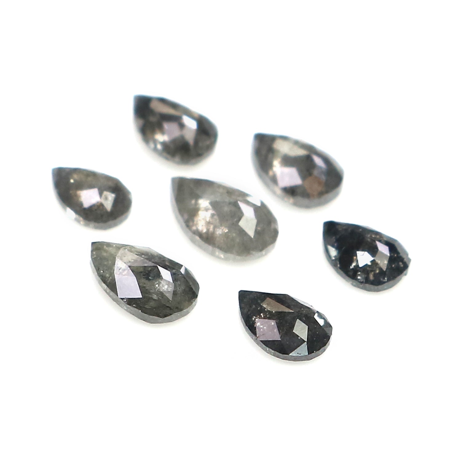 0.73 CT Natural Loose Pear Shape Diamond Salt And Pepper Pear Diamond 4.05 MM Natural Loose Black Grey Color Pear Rose Cut Diamond LQ2906