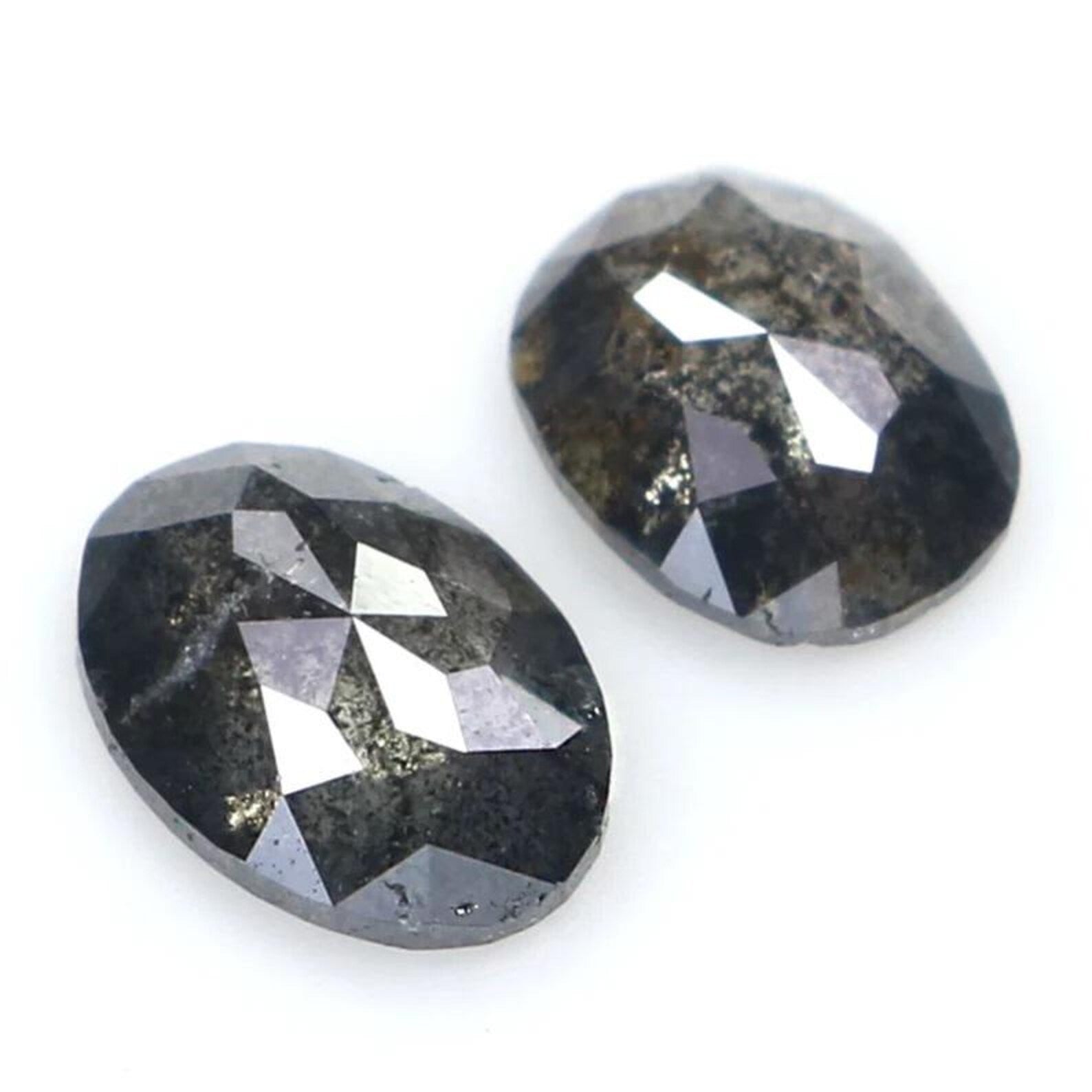 0.53 CT Natural Loose Oval Cut Pair Diamond Salt And Pepper Oval Shape Diamond 4.65 MM Natural Black Grey Color Oval Rose Cut Diamond NQ2107