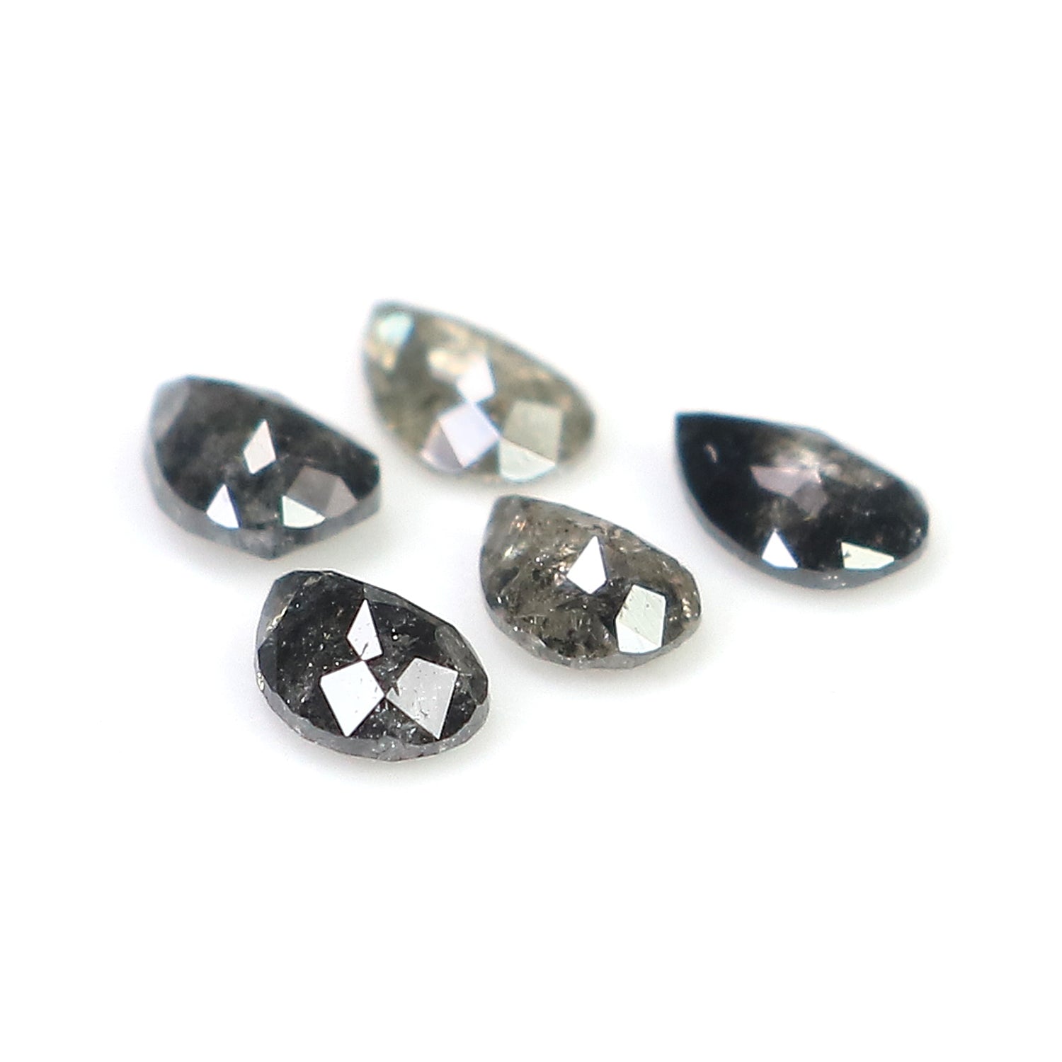 0.59 CT Natural Loose Pear Shape Diamond Salt And Pepper Pear Diamond 4.30 MM Natural Loose Black Grey Color Pear Rose Cut Diamond LQ2789