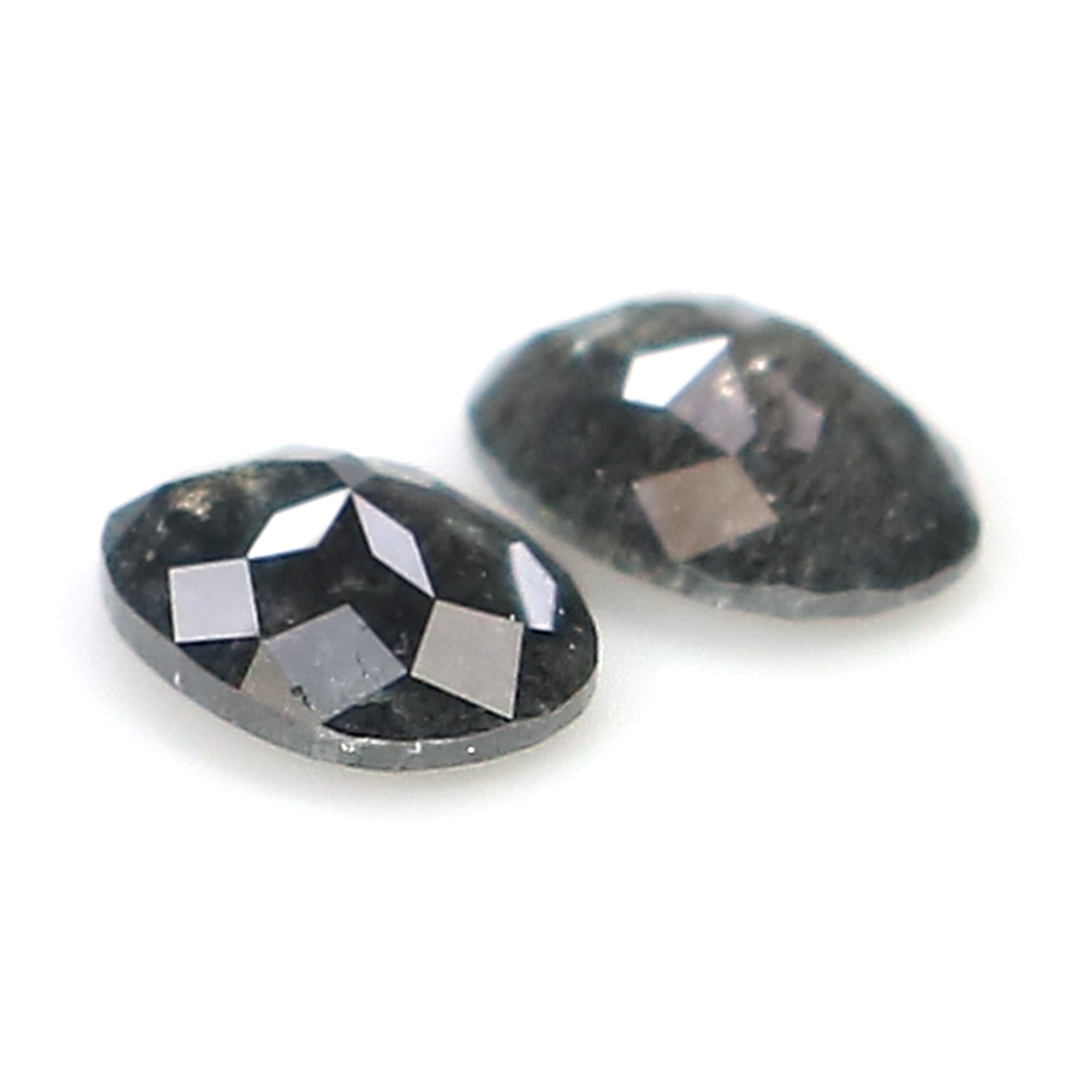 0.38 CT Natural Loose Oval Cut Pair Diamond Salt And Pepper Oval Shape Diamond 4.55 MM Natural Black Grey Color Oval Rose Cut Diamond LQ2758
