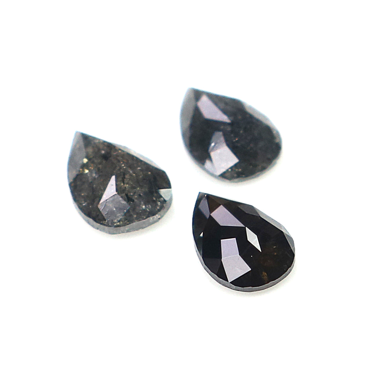 0.57 CT Natural Loose Pear Shape Diamond Salt And Pepper Pear Cut Diamond 4.75 MM Natural Black Grey Color Pear Rose Cut Diamond KQ2690