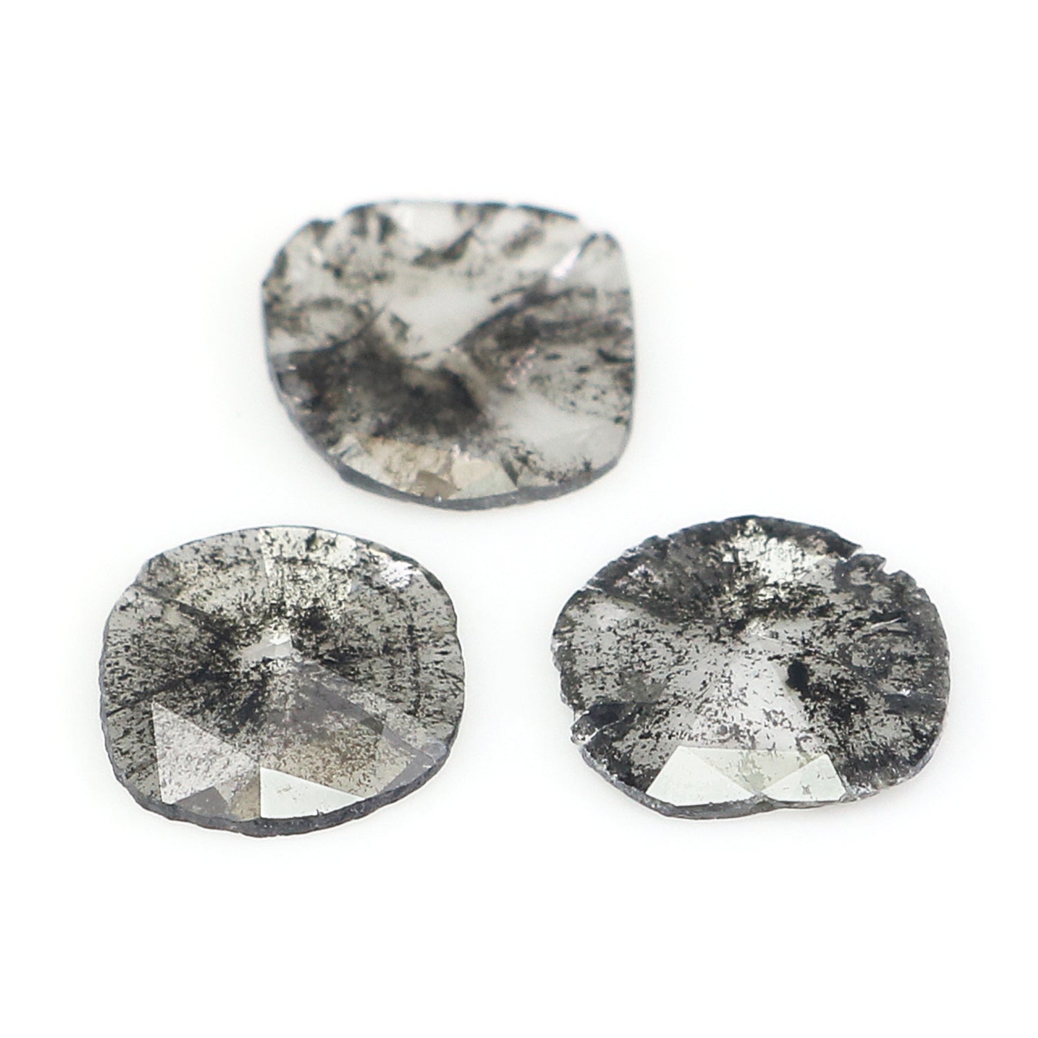1.02 CT Natural Loose Slice Shape Diamond Salt And Pepper Slice Cut Diamond 7.00 MM Natural Black Grey Diamond Irregular Cut Diamond N2621