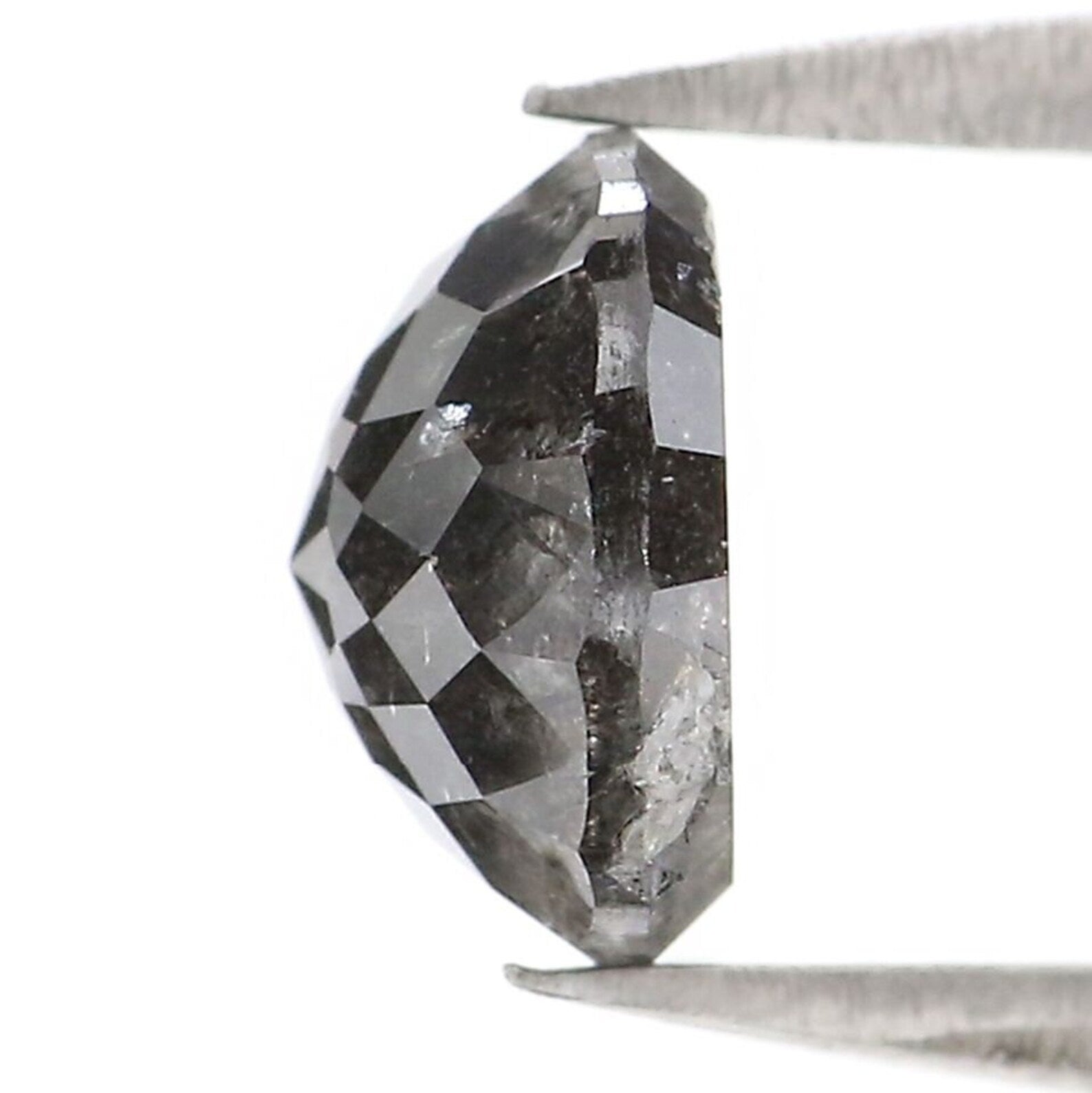 1.16 CT Natural Loose Round Rose Cut Diamond Salt And Pepper Round Shape Diamond 6.40 MM Natural Black Grey Color Rose Cut Diamond QN9777