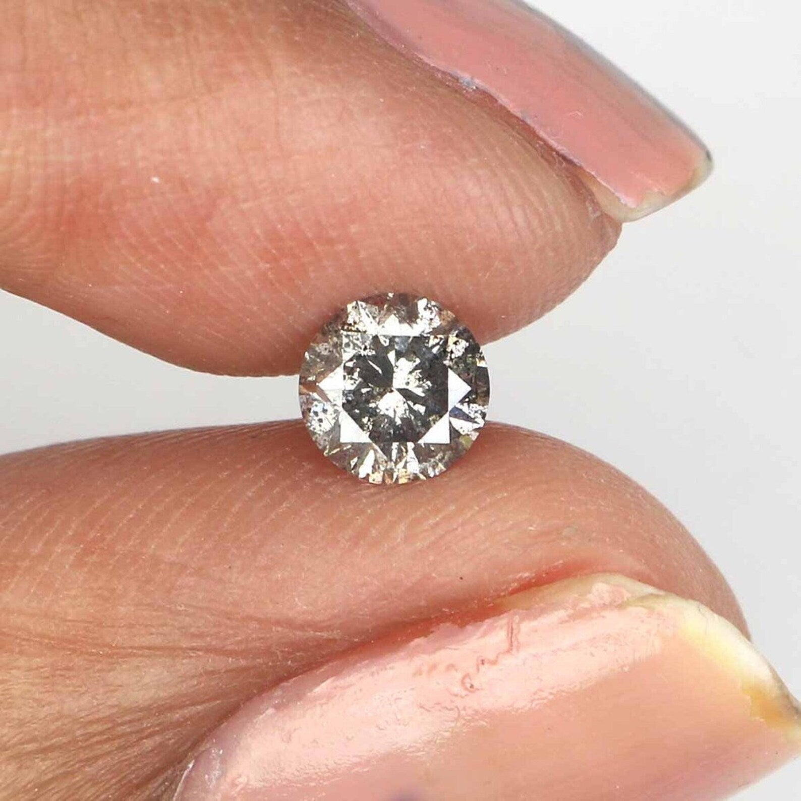 0.45 CT Natural Loose Round Shape Diamond Salt And Pepper Round Diamond 4.80 MM Natural Black Gray Color Round Brilliant Cut Diamond NQ810