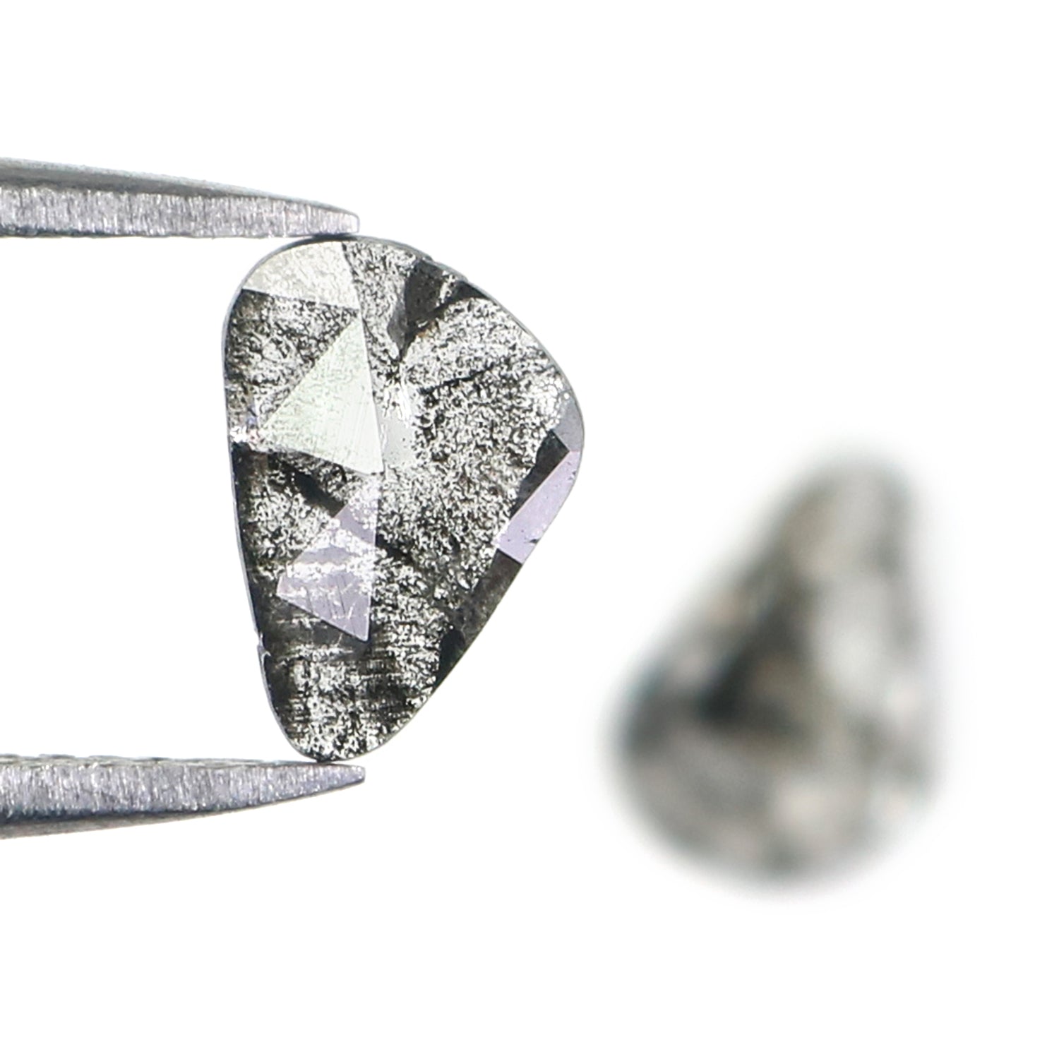0.73 CT Natural Loose Slice Shape Diamond Salt And Pepper Slice Uncut Diamond 7.95 MM Natural Black Grey Diamond Irregular Cut Diamond L3543