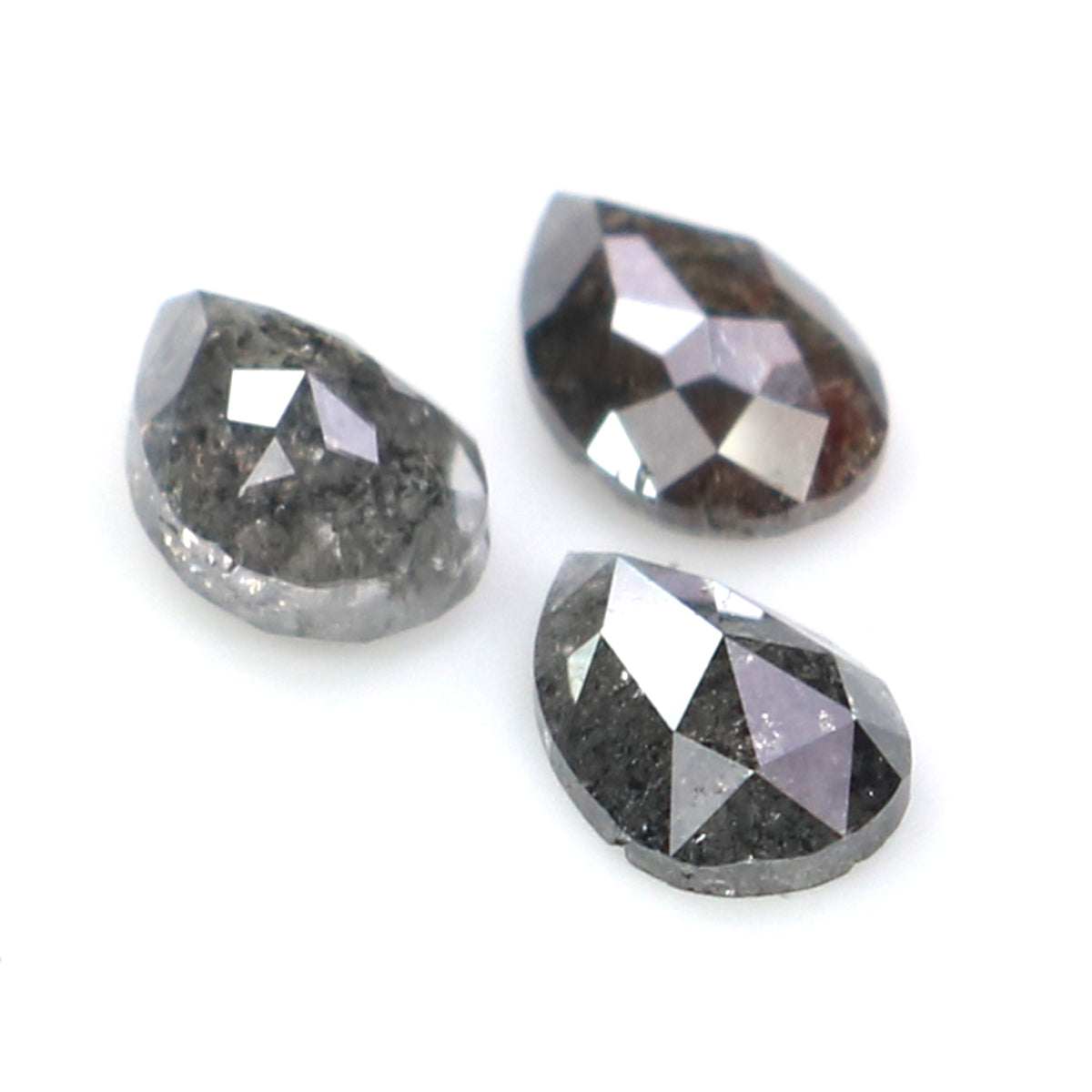0.55 CT Natural Loose Pear Shape Diamond Salt And Pepper Pear Cut Diamond 4.50 MM Natural Black Grey Color Pear Rose Cut Diamond LQ2790