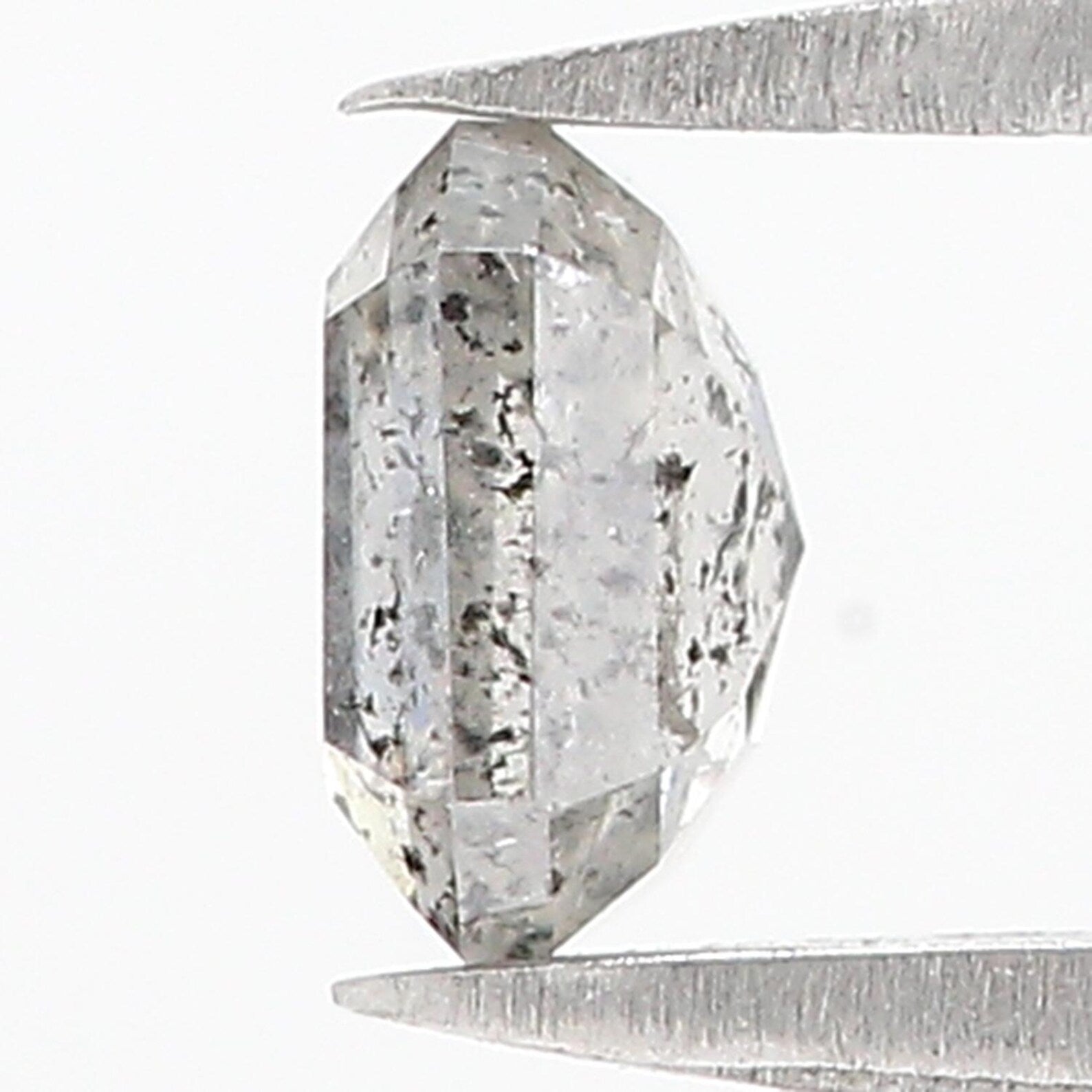 0.79 CT Natural Loose Emerald Shape Diamond Salt And Pepper Emerald Cut Diamond 5.50 MM Black Grey Color Emerald Rose Cut Diamond QN8837