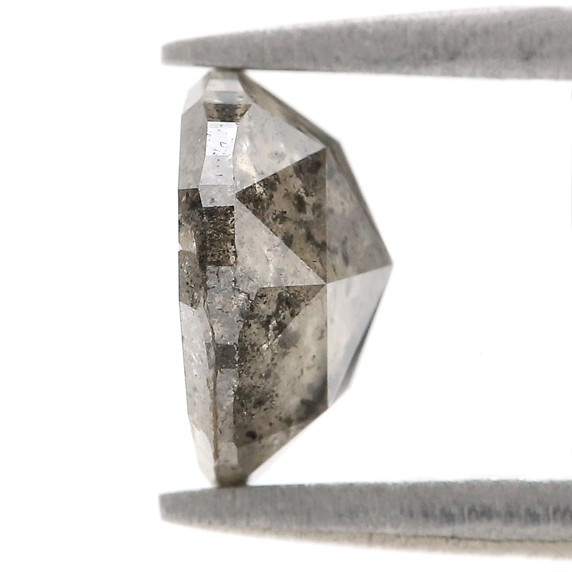 Natural Round Salt and Pepper Diamond 1.83 CT Loose Round Rose Cut Black Grey Stone 7.80 MM Rustic Diamond For Custom Engagement Ring L3682