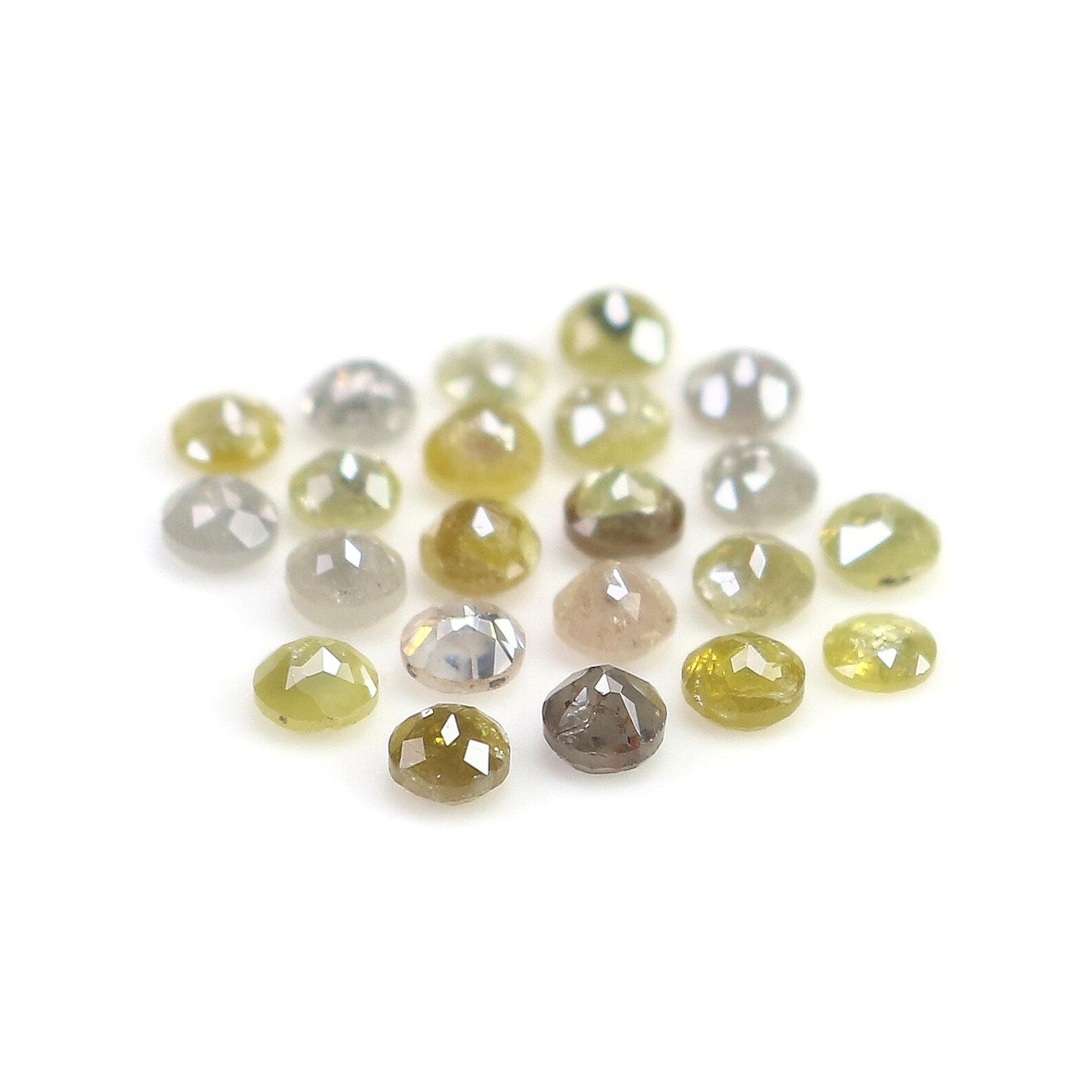 2.22 CT Natural Loose Round Shape Diamond Yellow Color Round Cut Diamond 2.50 MM Natural Diamond Grey Color Round Rose Cut Diamond NQ1679