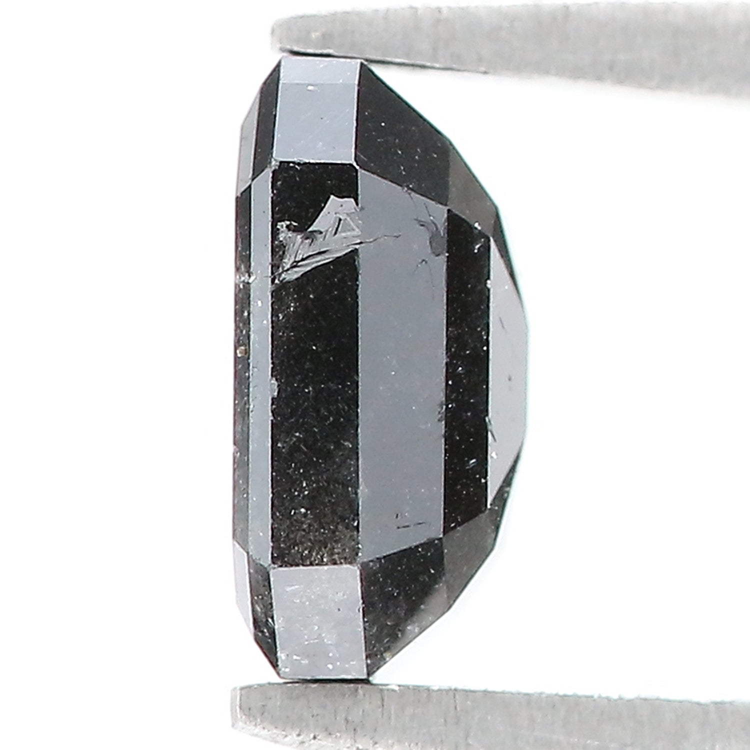 1.67 CT Natural Loose Emerald Shape Diamond Salt And Pepper Emerald Shape Diamond 7.35 MM Black Grey Color Emerald Rose Cut Diamond QL1555