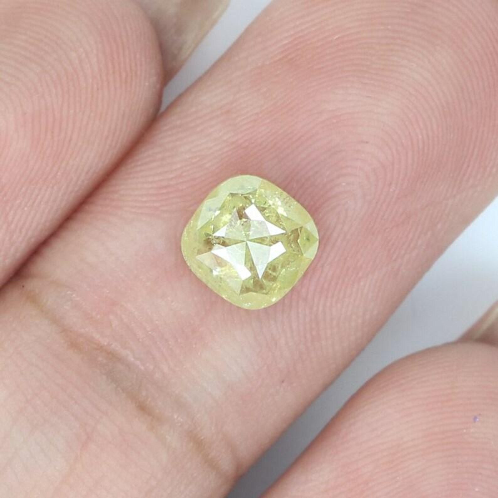 0.74 Ct Natural Loose Cushion Shape Diamond Cushion Yellow Color Cushion Diamond 5.60 MM Natural Loose Yellow Color Cushion Rose Cut NQ319