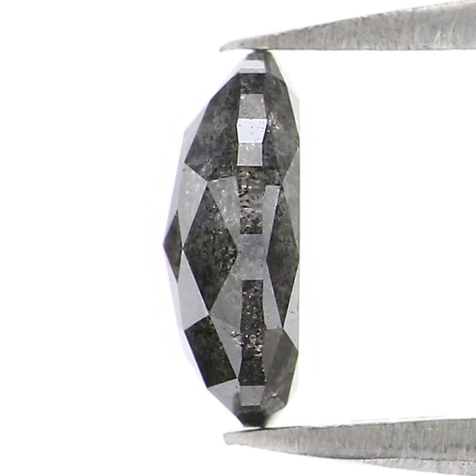0.79 CT Natural Loose Oval Shape Diamond Salt And Pepper Oval Cut Diamond 6.90 MM Natural Black Grey Color Oval Rose Cut Diamond NQ2462