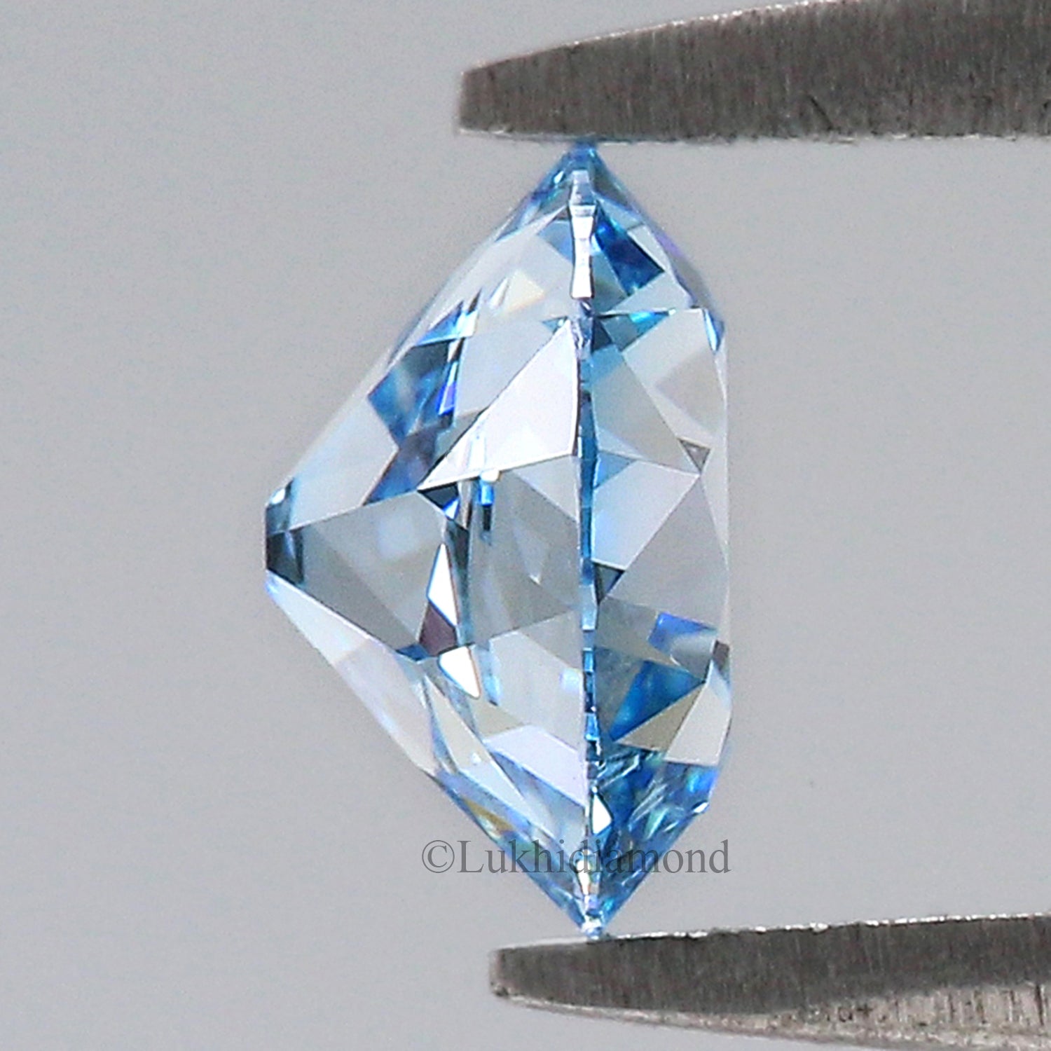 0.87 CT IGI Certified Round Old European Cut Diamond Fancy Vivid Blue Color VS1 Clarity Lab Grown Diamond Lab Created CVD Diamond L3310