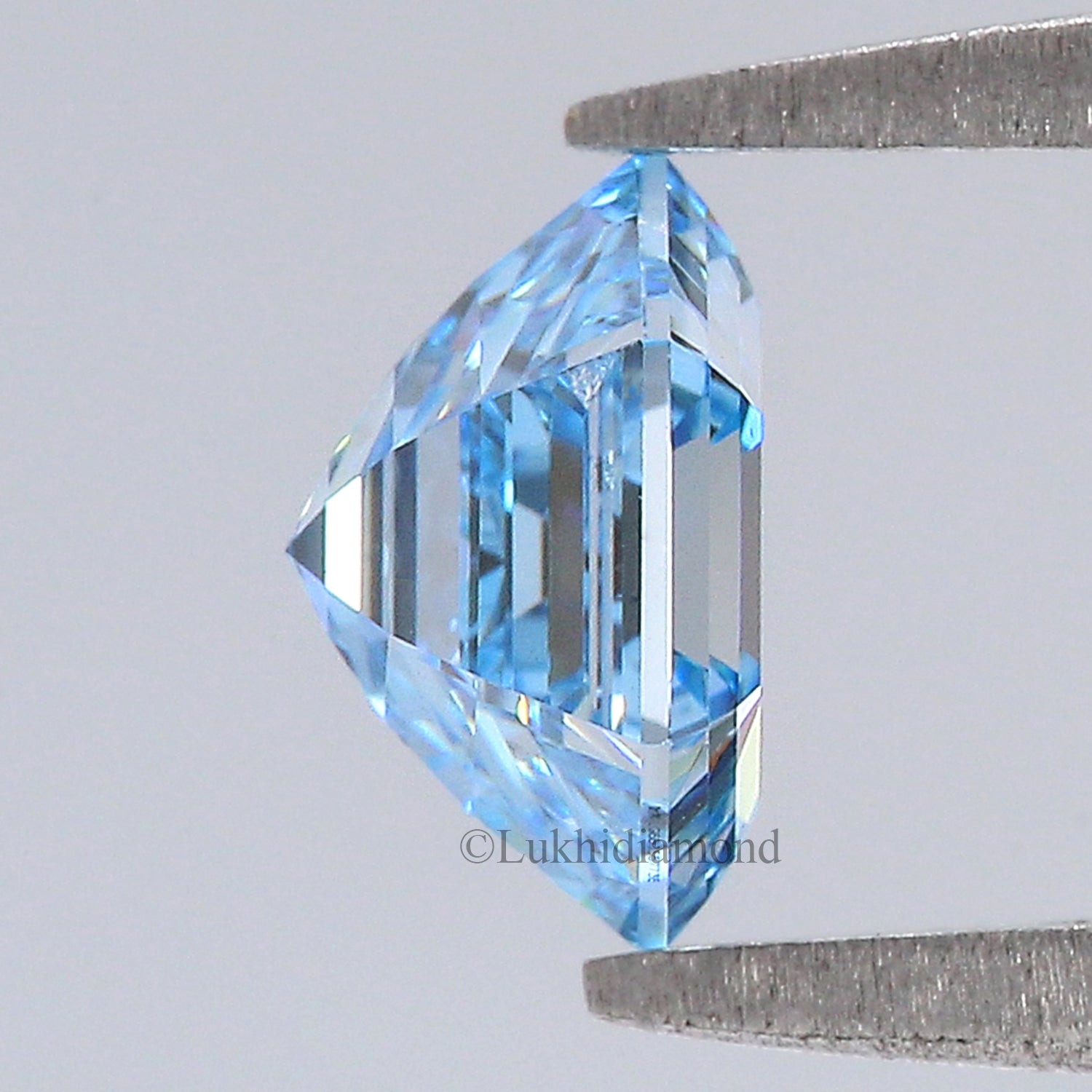 1.07 CT IGI Certified Hexagonal Step Cut Diamond Fancy Vivid Blue Color VVS2 Clarity Lab Grown Diamond Lab Created Diamond CVD Diamond L3288