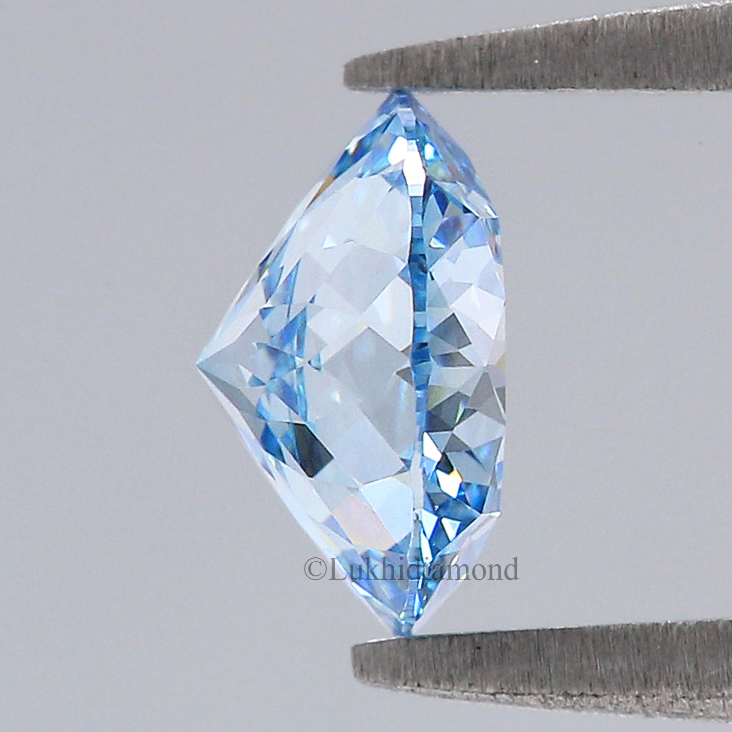 1.39 CT IGI Certified Round Portuguese Cut Diamond Fancy Vivid Blue Color VS1 Clarity Lab Grown Created Round Mixed Cut CVD Diamond L3290