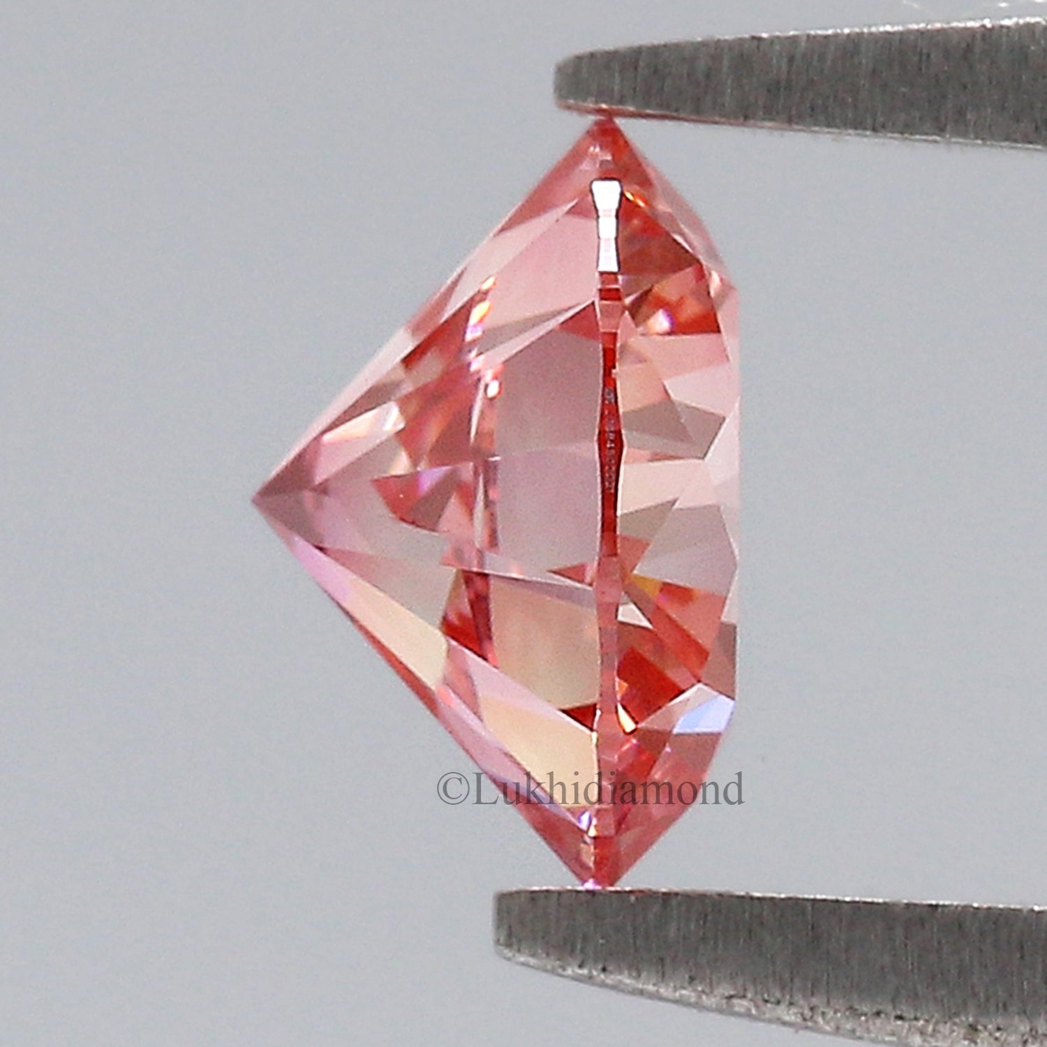 0.91 CT IGI Certified Round Brilliant Cut Fancy Intense Pink Color VS2 Clarity Diamond Lab Grown Diamond Lab Created Round CVD Diamond L3308