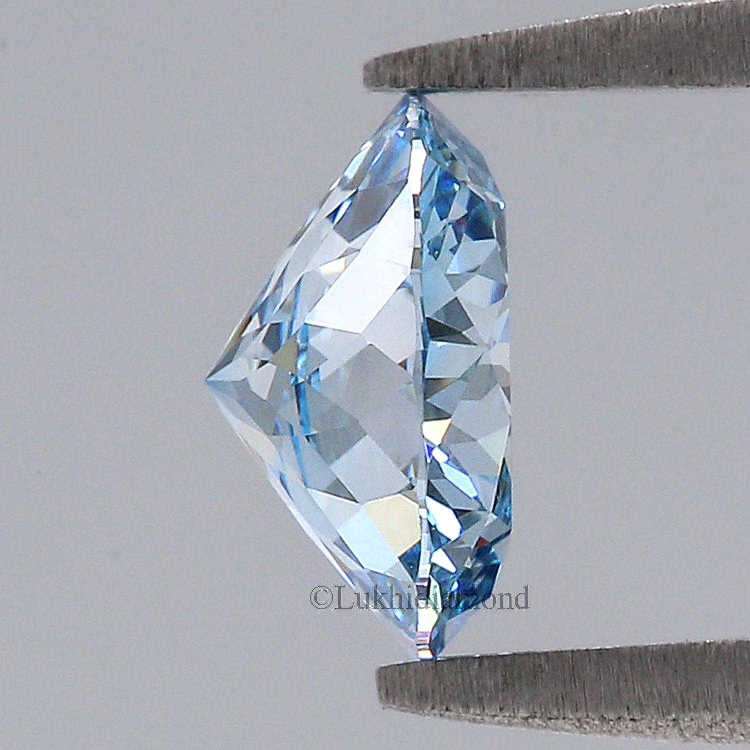 1.30 CT IGI Certified Round Portuguese Cut Diamond Fancy Vivid Blue Color VS1 Clarity Lab Grown Created Round Modified CVD Diamond L3297