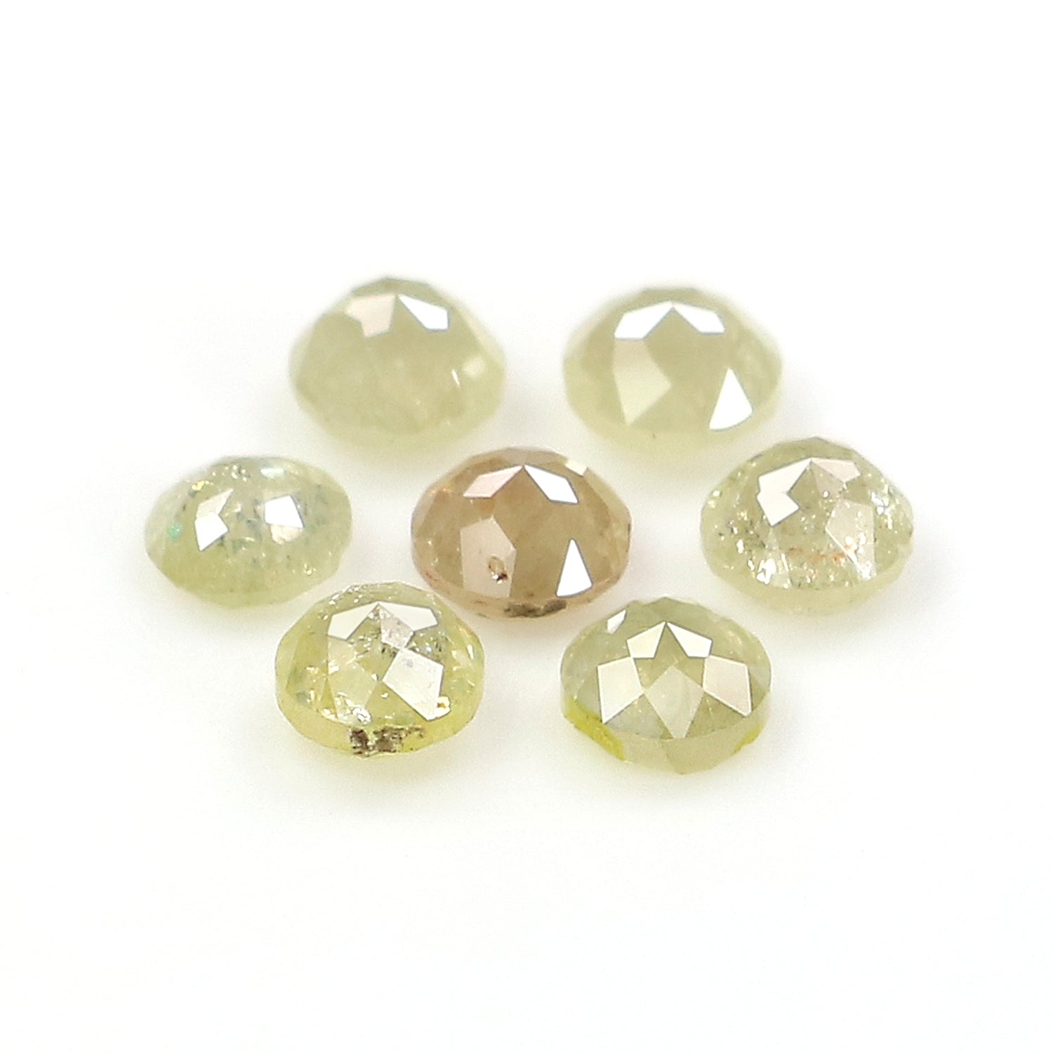 1.27 CT Natural Loose Round Rose Cut Diamond Grey Color Round Shape Diamond 3.35 MM Natural Loose Yellow Color Round Rose Cut Diamond KQ2711