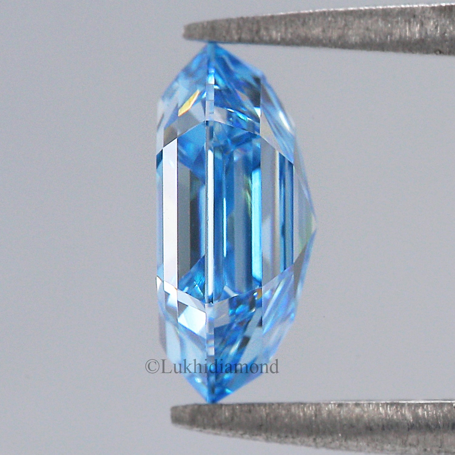 2.82 CT IGI Certified Hexagonal Step Cut Diamond Fancy Intense Blue Color VS2 Clarity Diamond Lab Grown Diamond Lab Created Diamond L3292