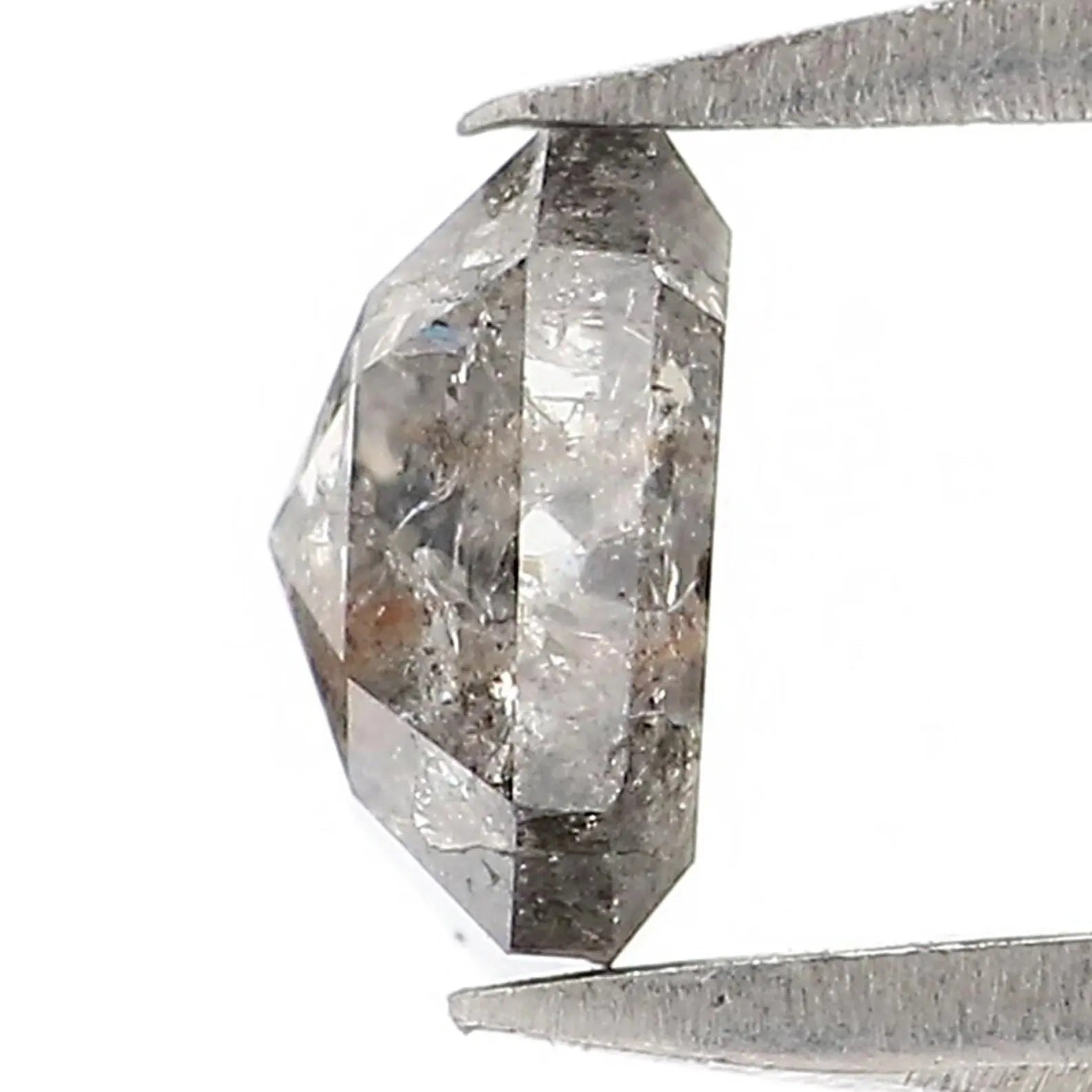 0.49 CT Natural Loose Emerald Shape Diamond Salt And Pepper Emerald Diamond 4.80 MM Natural Black Grey Color Emerald Rose Cut Diamond NQ8307