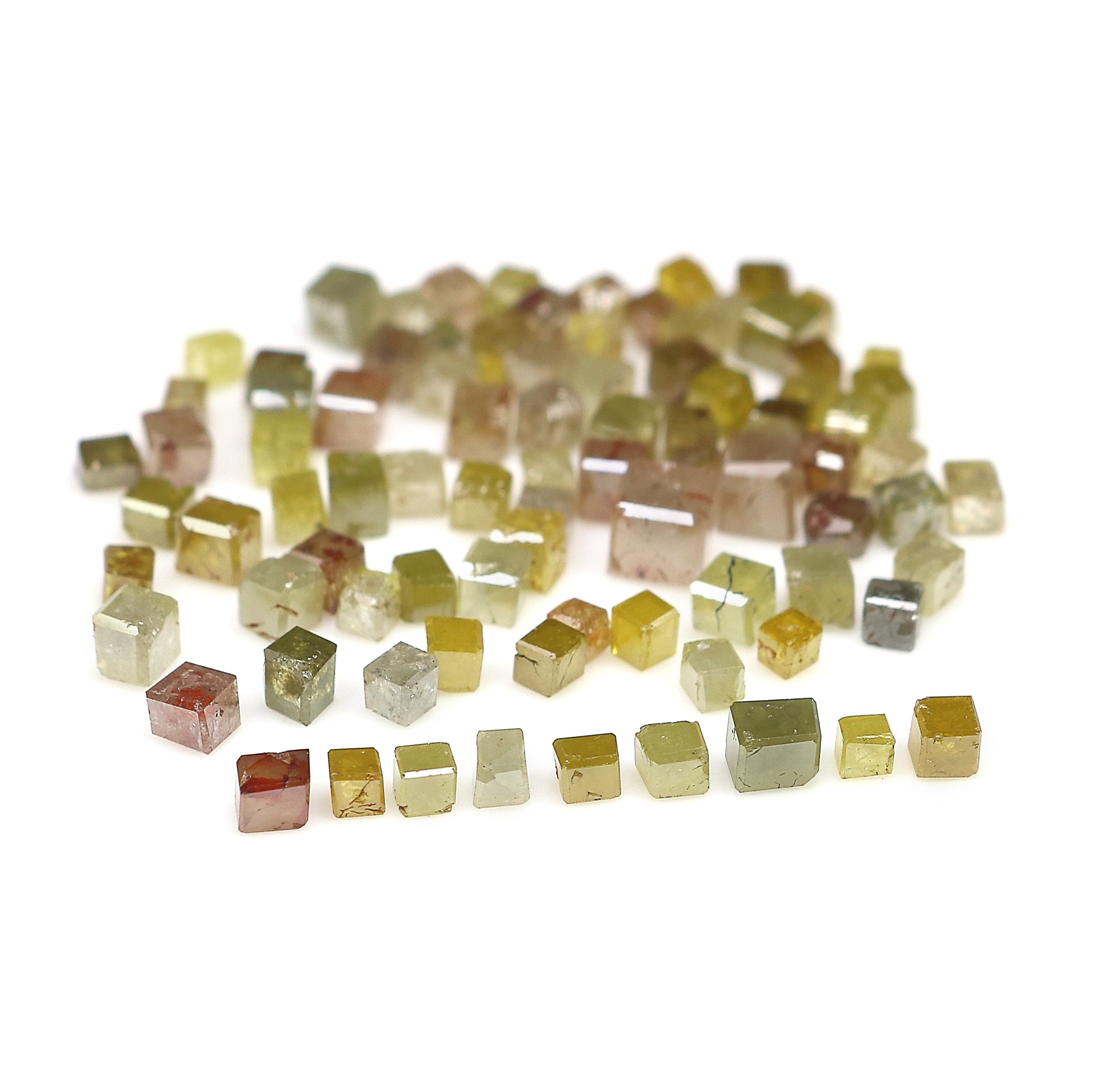 Natural Loose Square Cube Rough Shape Diamond Mix Color Square Uncut Diamond 1.50 to 2.50 MM Polished Square Cube Irregular Cut Diamond Q63