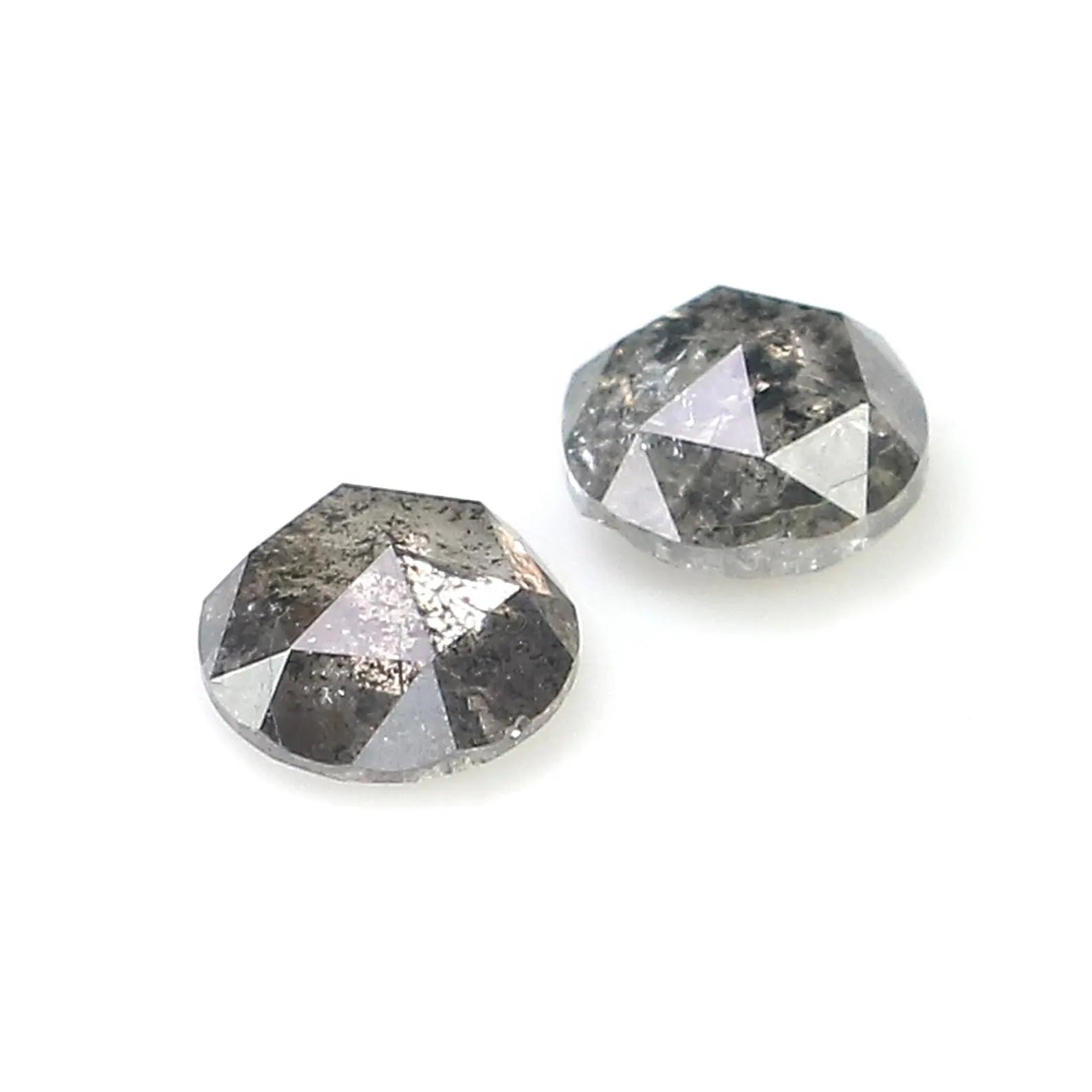 0.60 CT Natural Loose Round Shape Pair Diamond Salt And Pepper Round Diamond 4.10 MM Natural Black Grey Color Round Rose Cut Diamond NQ9314
