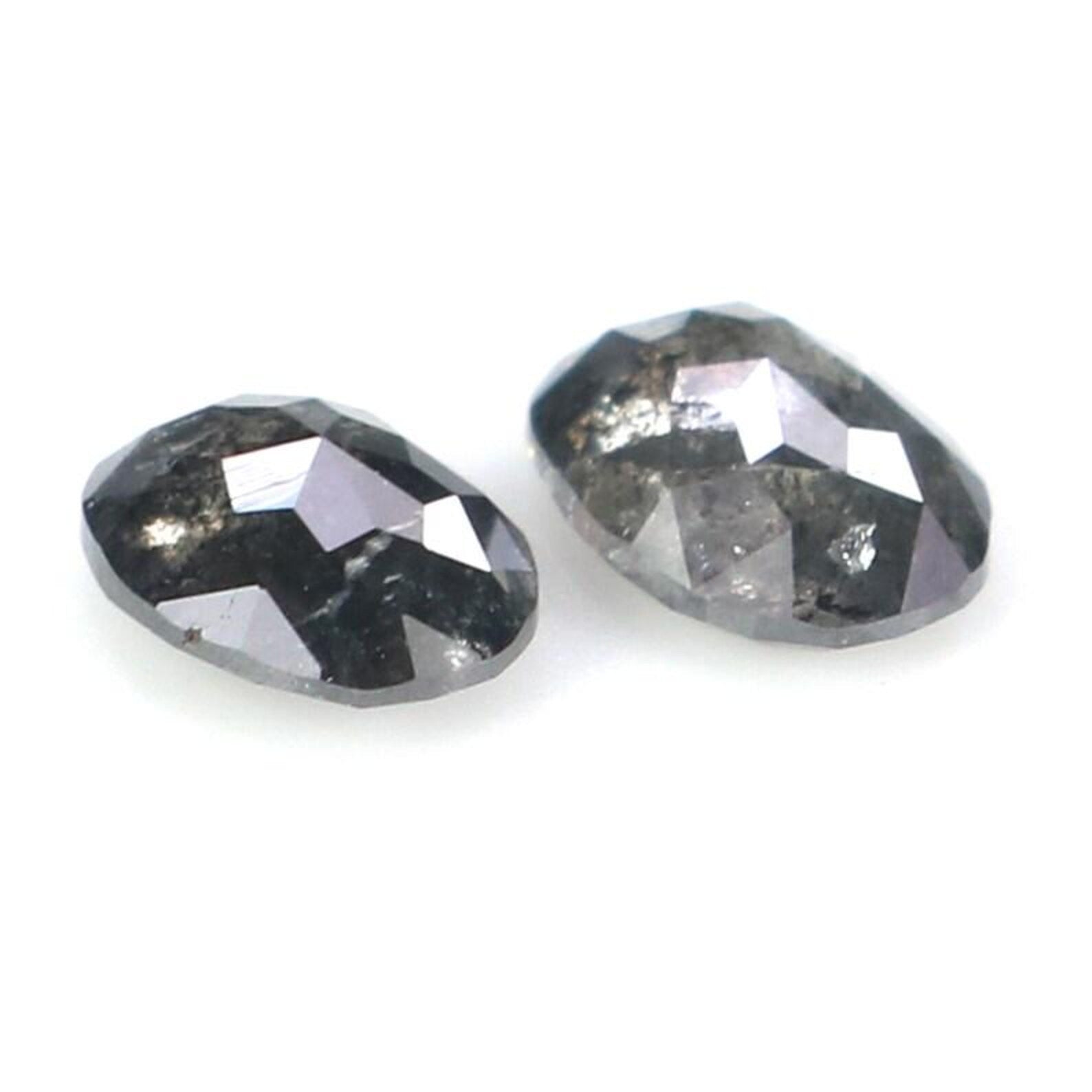 0.43 Ct Natural Loose Oval Shape Pair Diamond Salt And Pepper Oval Cut Diamond 4.60 MM Natural Black Gray Color Oval Rose Cut Diamond NQ2299