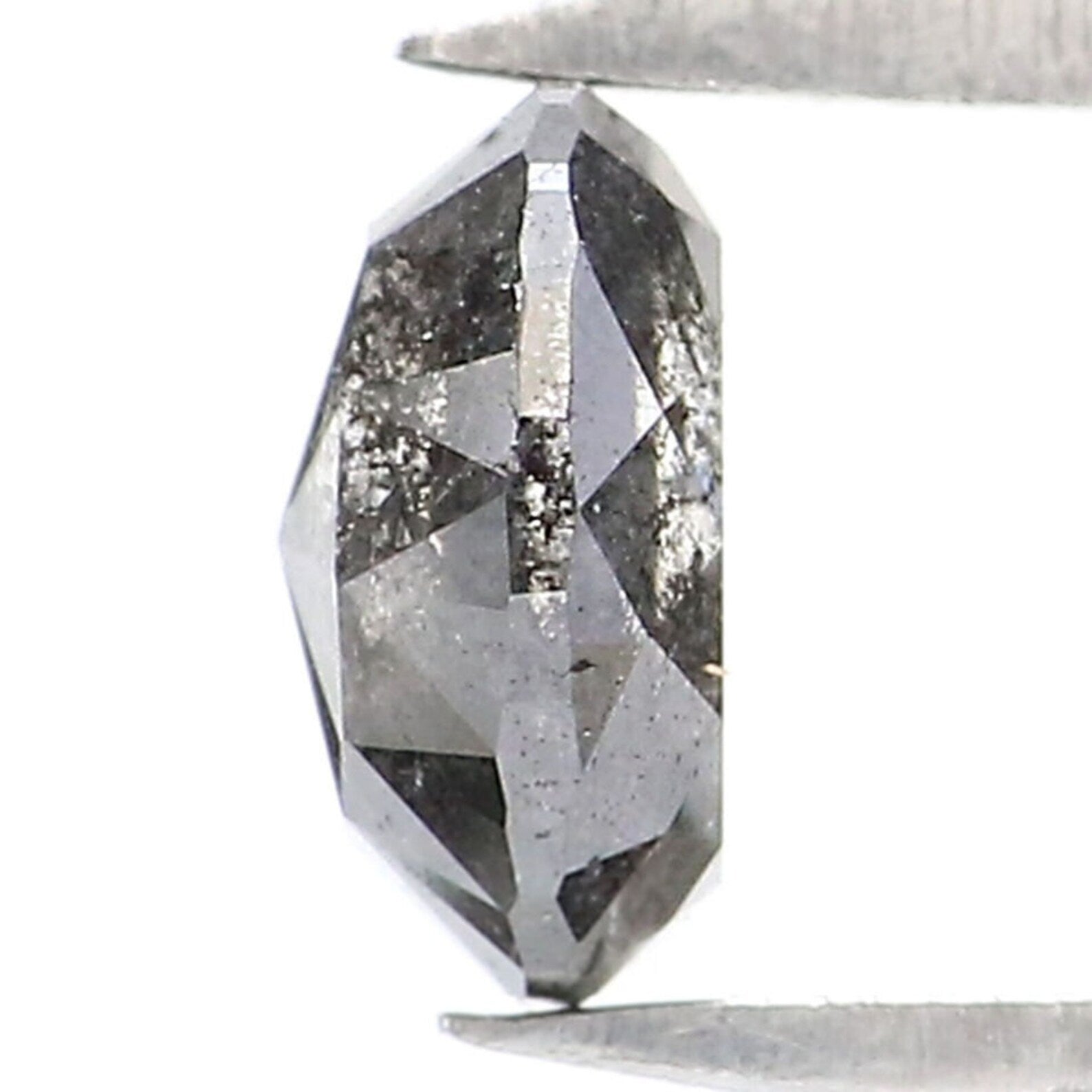 0.61 CT Natural Loose Oval Shape Diamond Salt And Pepper Oval Diamond 5.30 MM Black Grey Color Diamond Oval Shape Rose Cut Diamond NQ7694