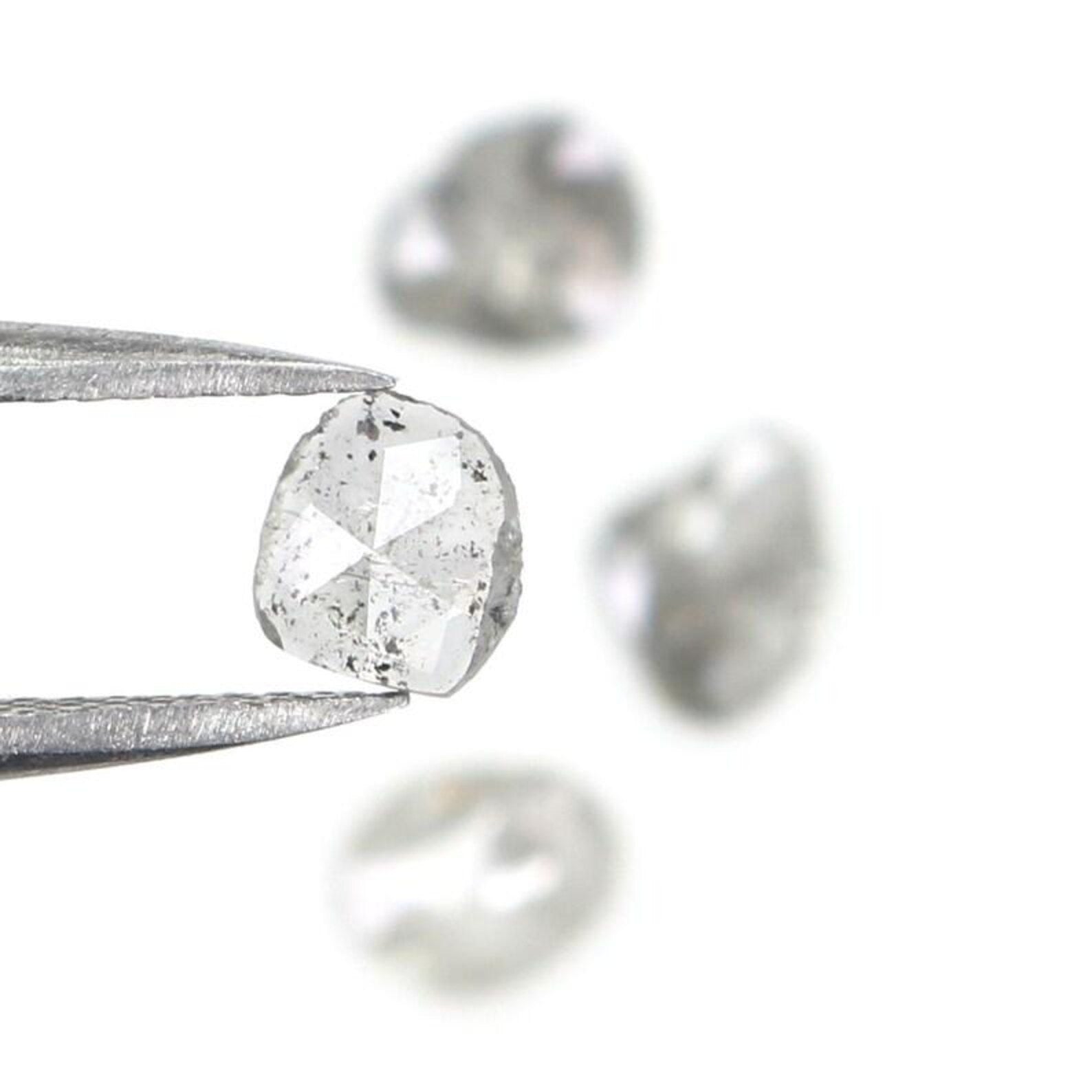 0.94 Ct Natural Loose Slice Shape Diamond Salt And Pepper Slice Cut Diamond 4.90 MM Natural Black Gray Color Slice Rose Cut Diamond NQ2147