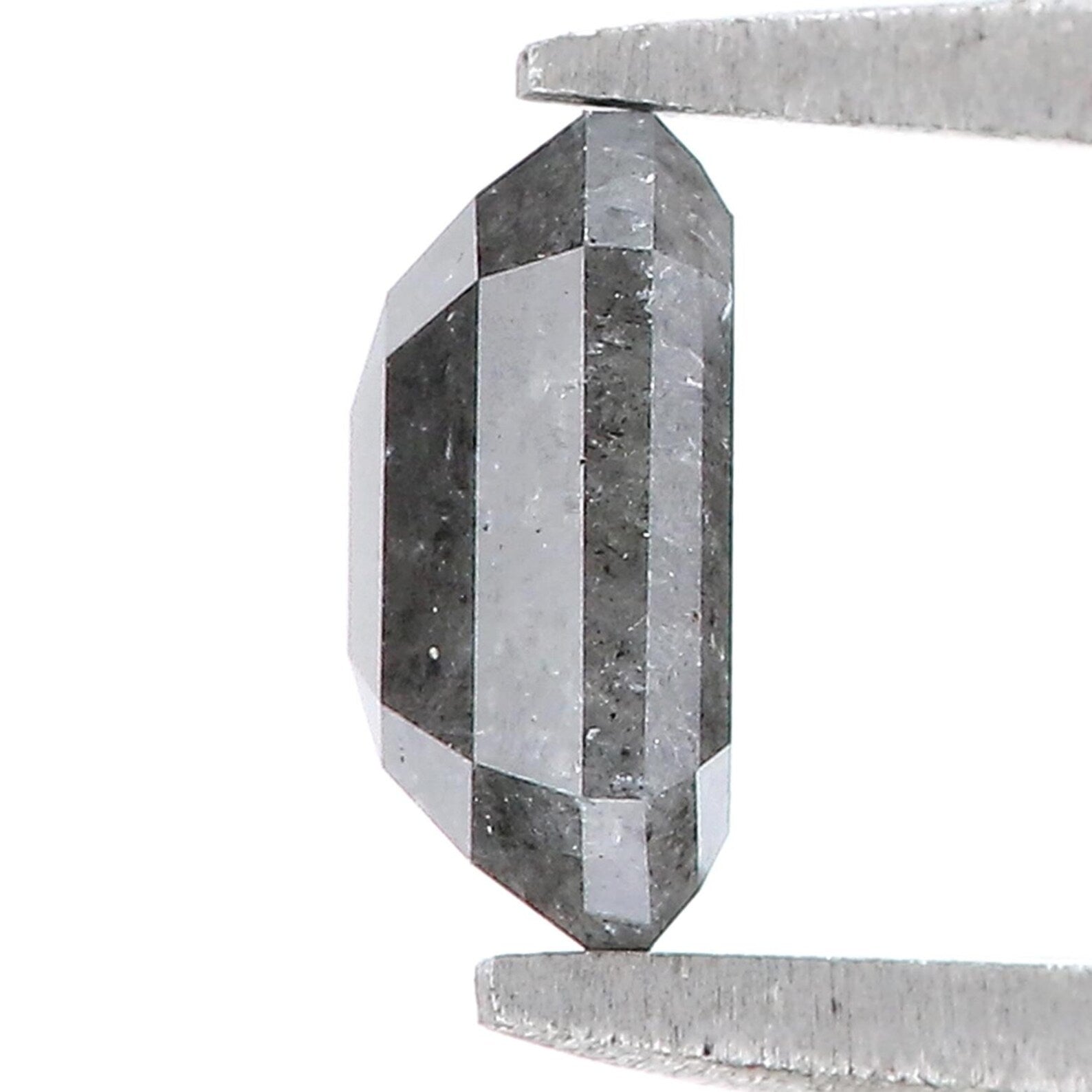 0.85 CT Natural Loose Emerald Shape Diamond Salt And Pepper Emerald Cut Diamond 6.35 MM Black Grey Color Emerald Rose Cut Diamond QN2068
