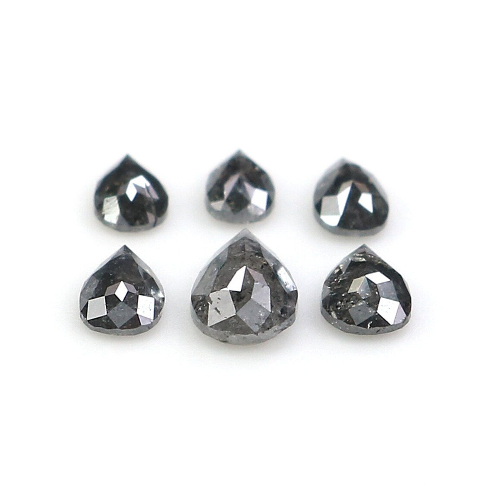 0.98 Ct Natural Loose Pear Shape Diamond Salt And Pepper Pear Diamond 5.60 MM Natural Diamond Black Grey Color Pear Rose Cut Diamond NQ2426