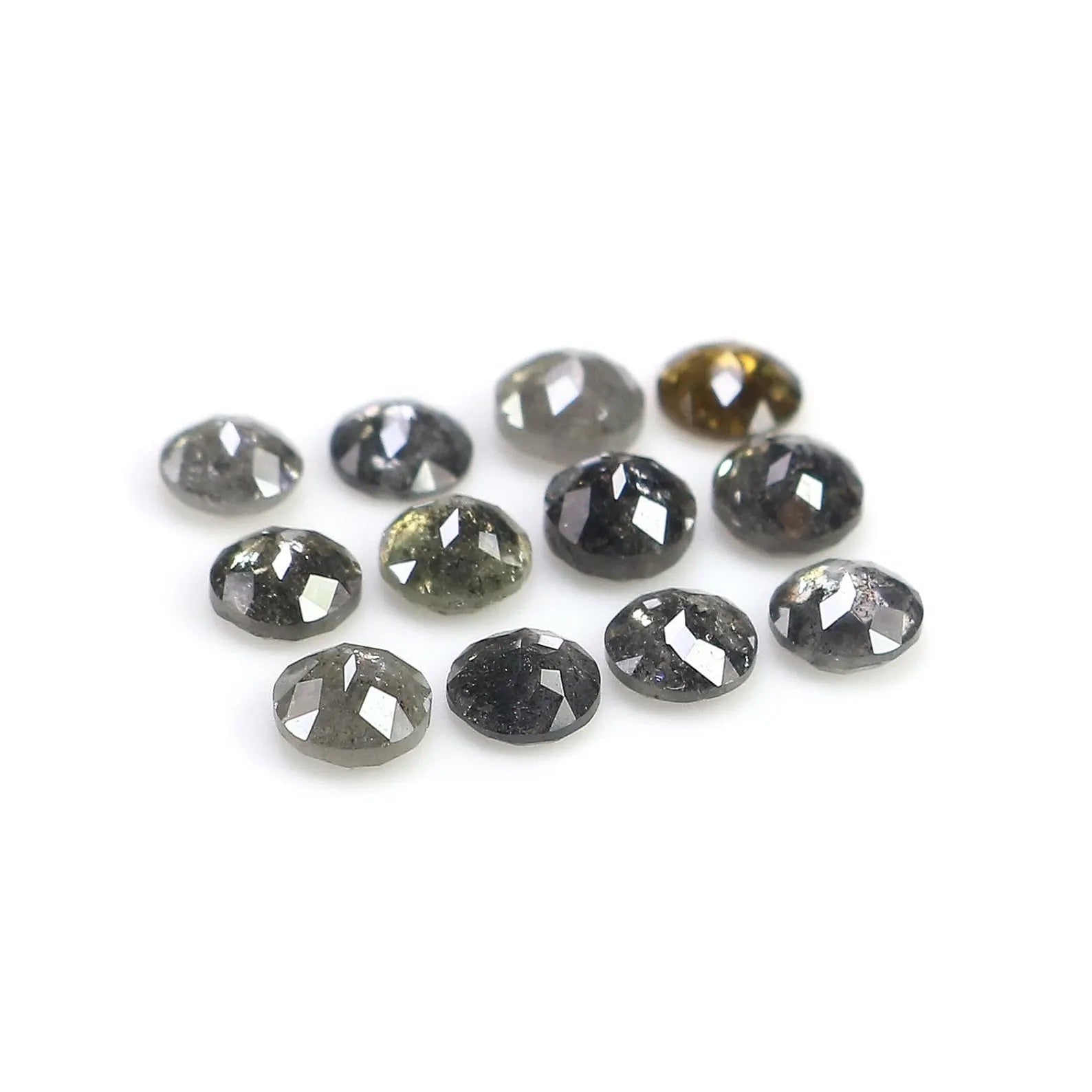 1.80 CT Natural Loose Round Shape Diamond Salt And Pepper Round Cut Diamond 3.00 MM Natural Black Grey Color Round Rose Cut Diamond NQ8070