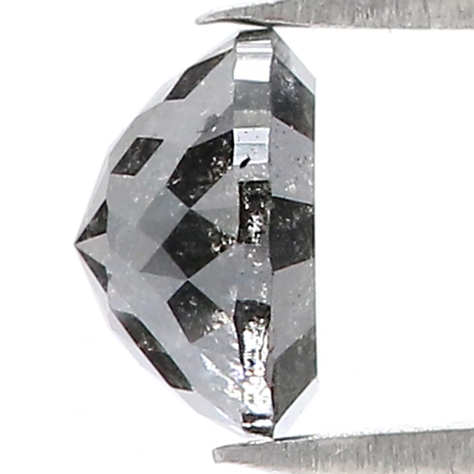 0.90 Ct Natural Loose Round Rose Cut Diamond Salt And Pepper Hexagon Diamond 5.60 MM Natural Black Grey Color Round Shape Diamond QN8896
