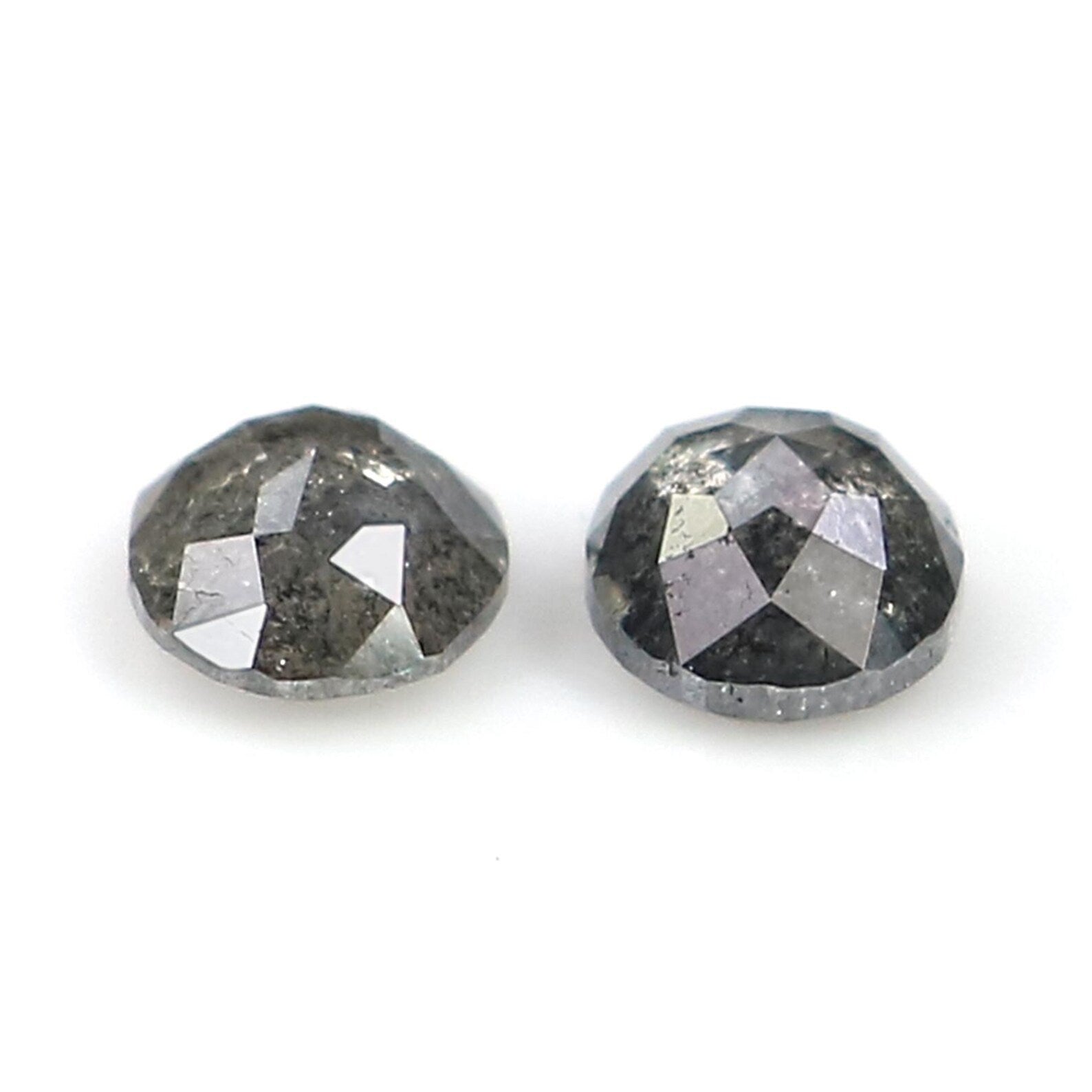 0.57 CT Natural Loose Oval Cut Pair Diamond Salt And Pepper Oval Diamond 4.70 MM Natural Loose Black Gray Color Oval Rose Cut Diamond NQ2108
