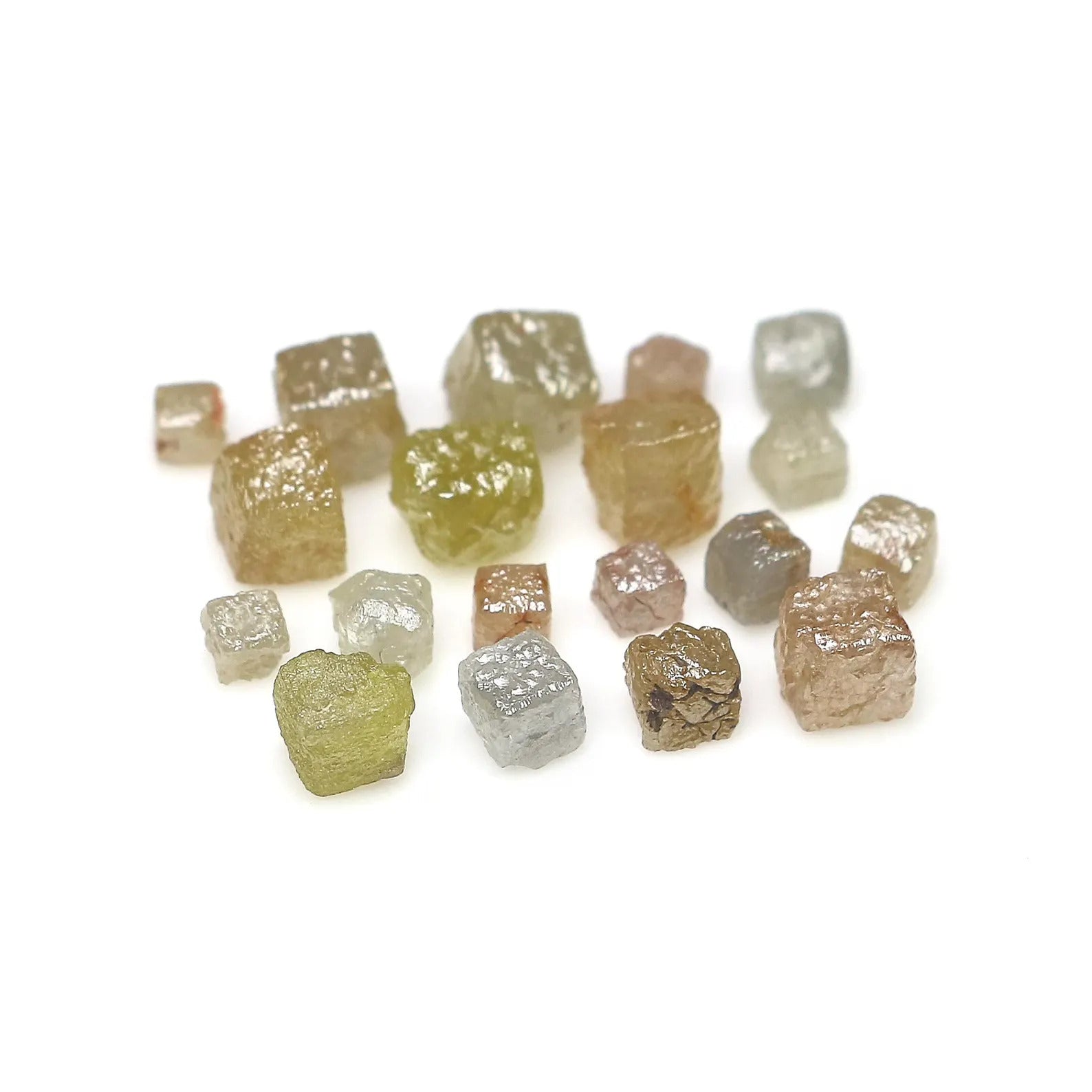 Natural Loose Rough Cube Shape Diamond Mix Color Diamond 2.00 to 4.00 MM 10 PCS Scoop Undrilled Uncut Rough Cube Irregular Cut Diamond Q126