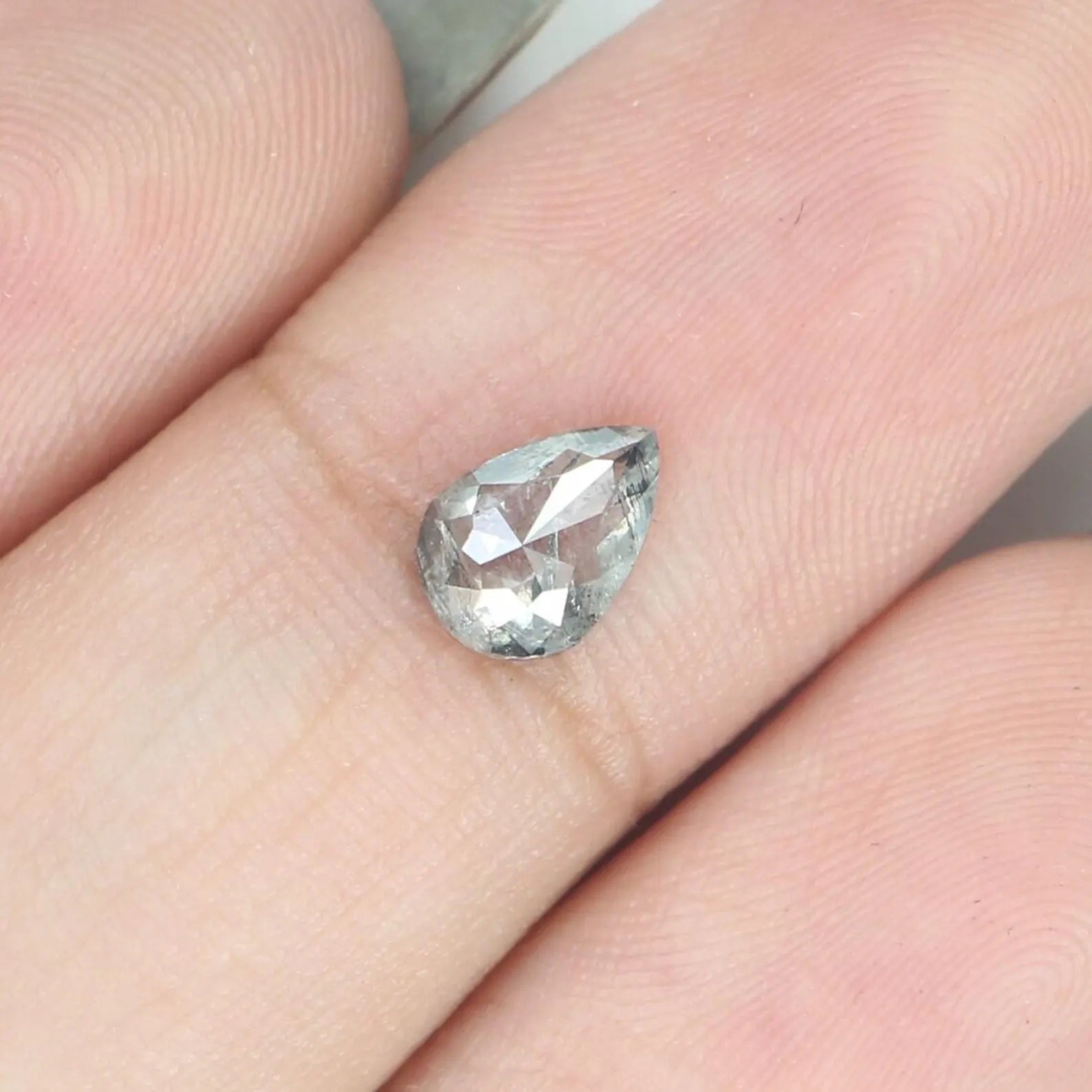 0.49 Ct Natural Loose Pear Shape Diamond Salt And Pepper Pear Cut Diamond 6.50 MM Natural Loose Black Grey Color Pear Rose Cut Diamond NQ365