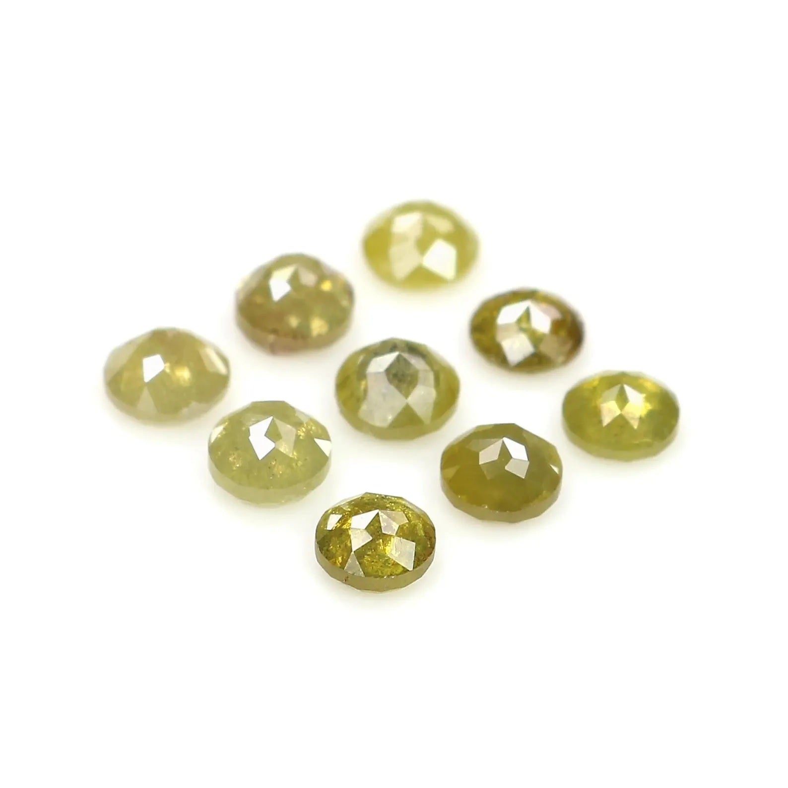 1.55 CT Natural Loose Round Rose Cut Diamond Yellow Color Round Shape Diamond 3.10 MM Natural Loose Green Color Round Rose Cut Diamond NQ417