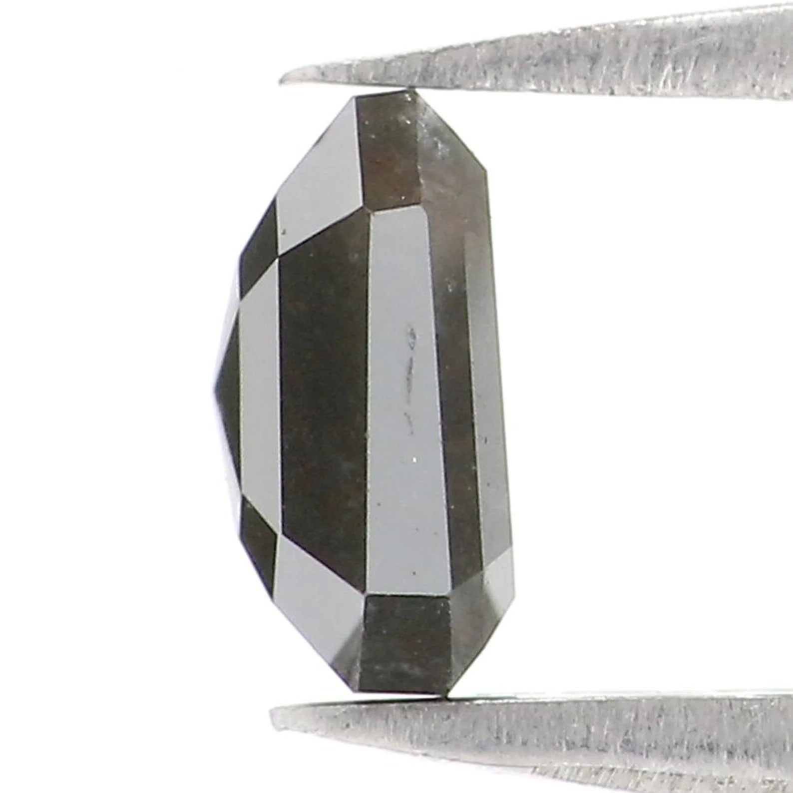 1.06 CT Natural Loose Emerald Shape Diamond Salt And Pepper Emerald Diamond Diamond 5.85 MM Black Grey Color Emerald Rose Cut Diamond QN9247