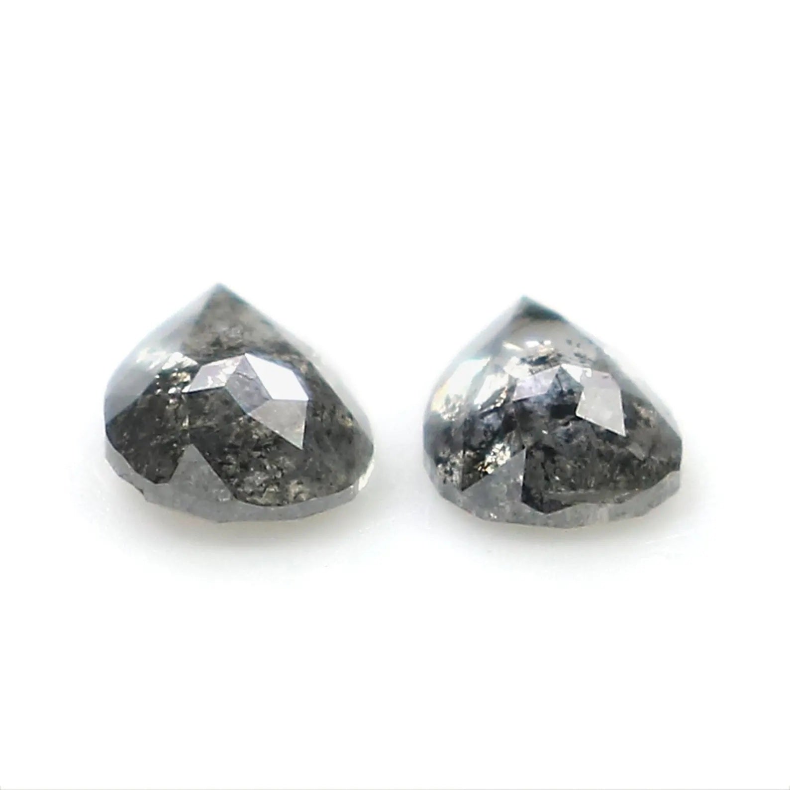 0.42 CT Natural Loose Pear Cut Pair Diamond Salt And Pepper Pear Shape Diamond 4.70 MM Natural Black Grey Color Pear Rose Cut Diamond NQ2306
