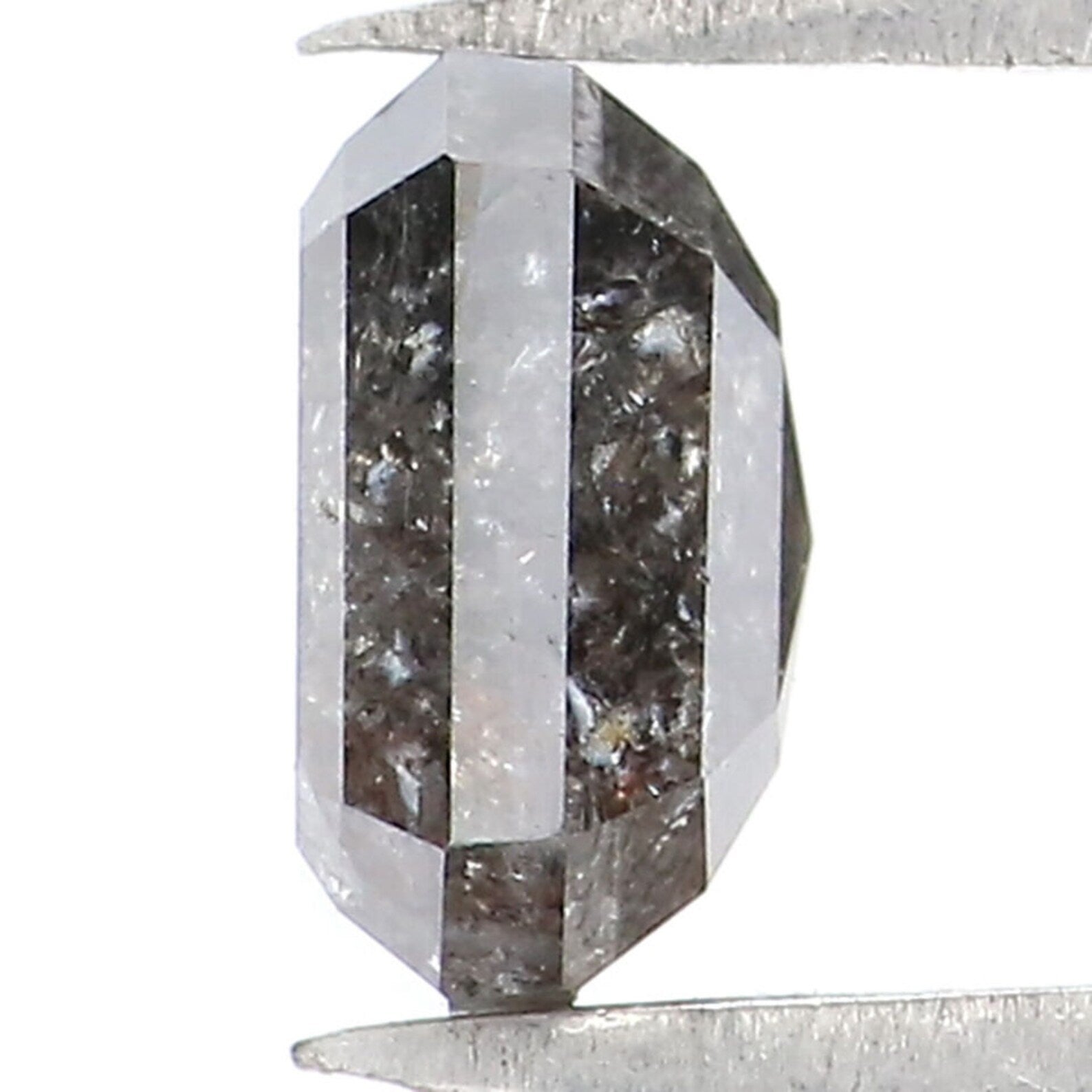 0.98 Ct Natural Loose Emerald Shape Diamond Salt And Pepper Emerald Diamond 5.75 MM Natural Black Grey Color Emerald Rose Cut Diamond NQ8176