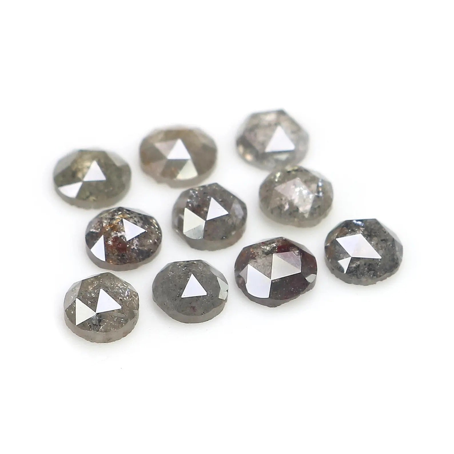 2.09 Ct Natural Loose Round Shape Diamond Salt And Pepper Round Cut Diamond 3.55 MM Natural Black Grey Color Round Rose Cut Diamond NQ2084