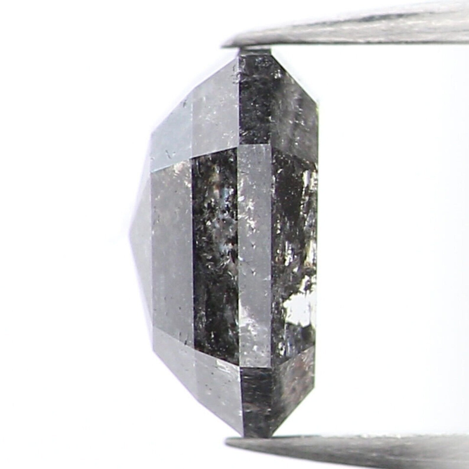 0.63 CT Natural Loose Emerald Shape Diamond Salt And Pepper Emerald Cut Diamond 5.45 MM Black Grey Color Emerald Rose Cut Diamond NQ1372