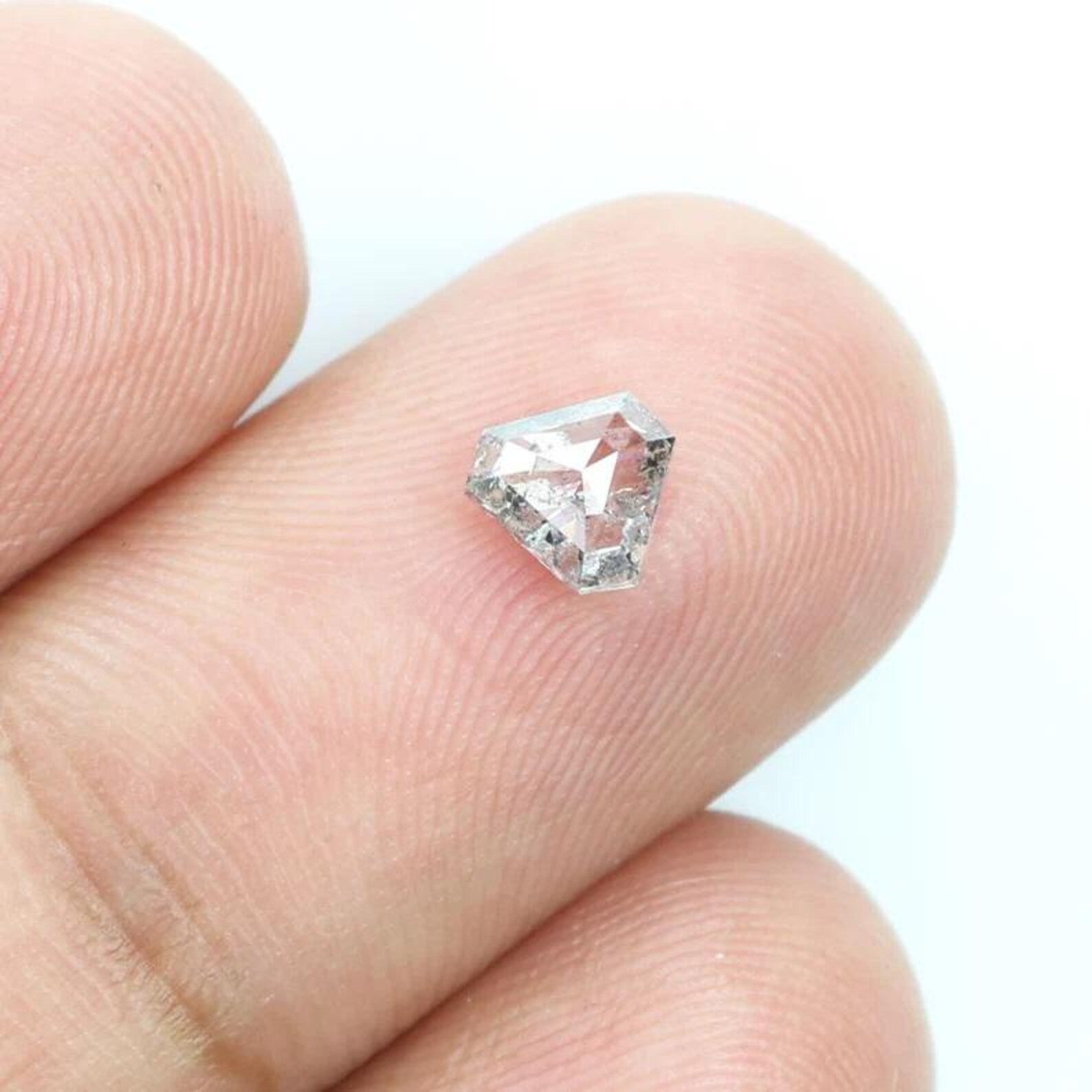 0.55 CT Natural Loose Triangle Shape Diamond Salt And Pepper Triangle Cut Diamond 4.75 MM Natural Black Grey Triangle Rose Cut Diamond NQ252