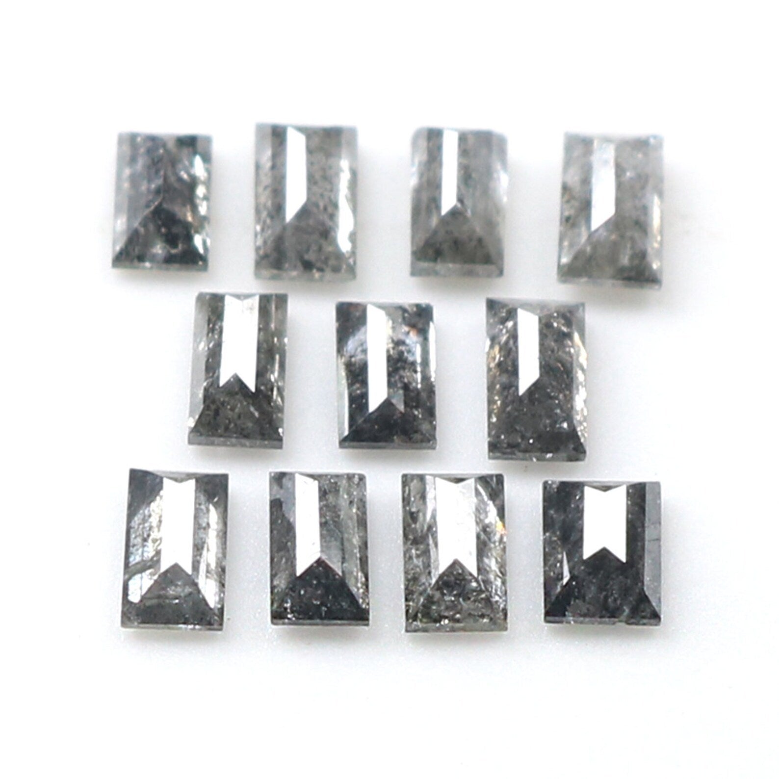 Natural Loose Baguette Salt And Pepper Diamond Black Grey Color 1.00 CT 3.30 MM Baguette Shape Rose Cut Diamond KDN1803