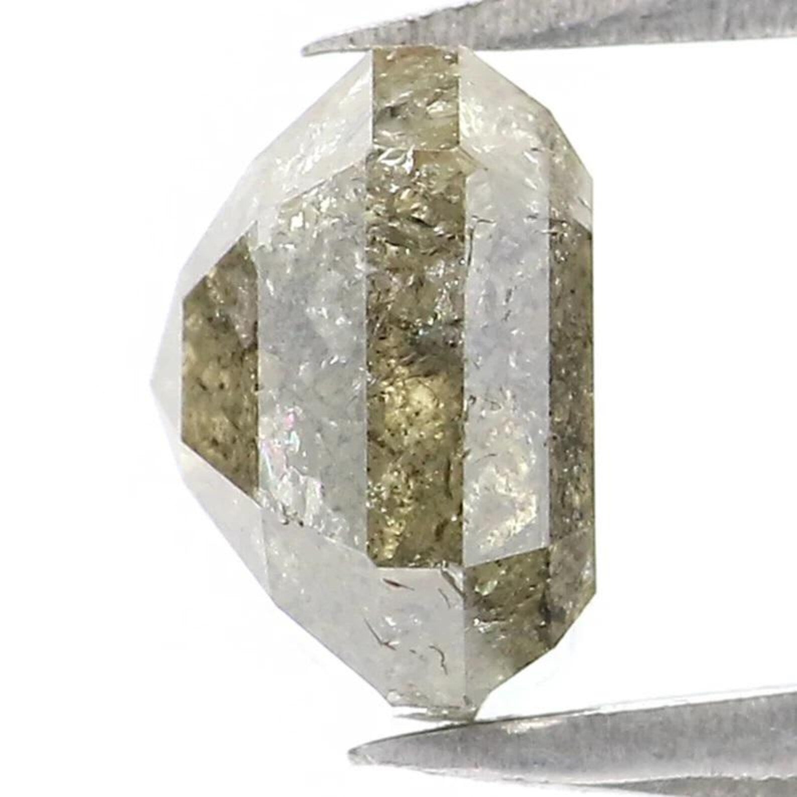 1.85 CT Natural Loose Emerald Shape Diamond Green Color Emerald Cut Diamond 6.65 MM Natural Loose Gray Color Emerald Rose Cut Diamond NQ8982