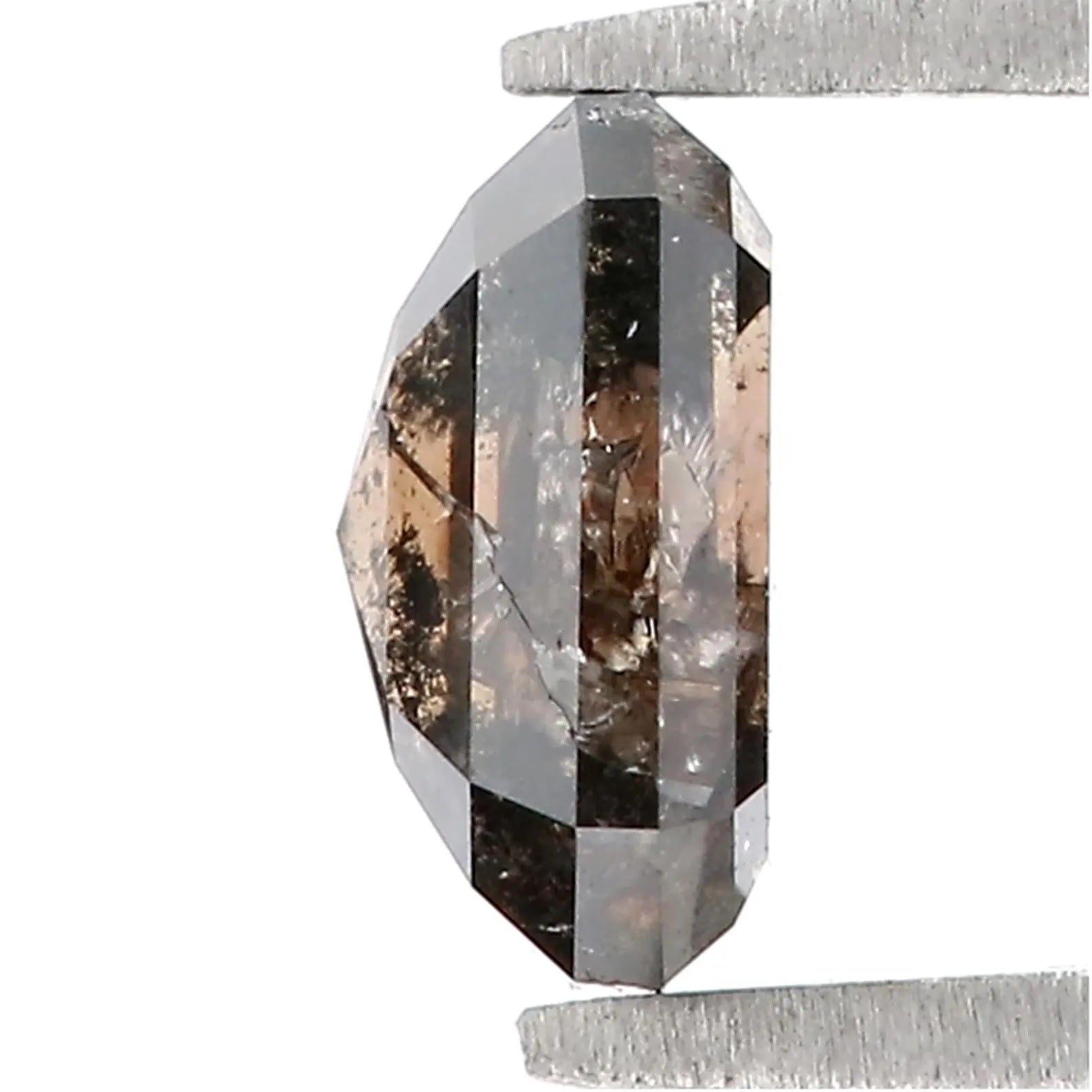1.24 CT Natural Loose Emerald Shape Diamond Black Brown Color Emerald Cut Diamond 7.00 MM Natural Black Brown Emerald Rose Cut Diamond QN615
