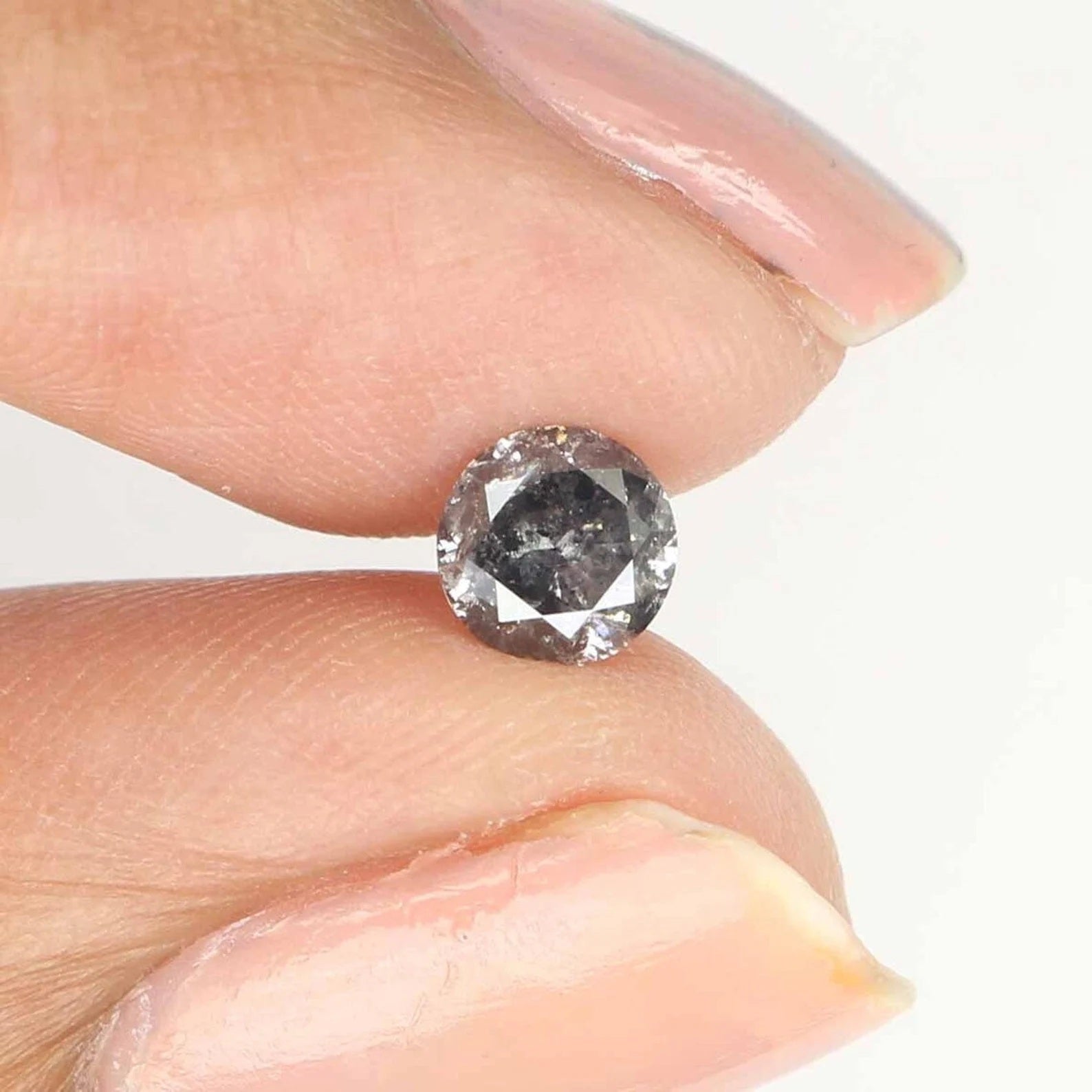 0.47 CT Natural Loose Round Shape Diamond Salt And Pepper Diamond 4.75 MM Natural Loose Black Grey Diamond Round Brilliant Cut Diamond NQ802