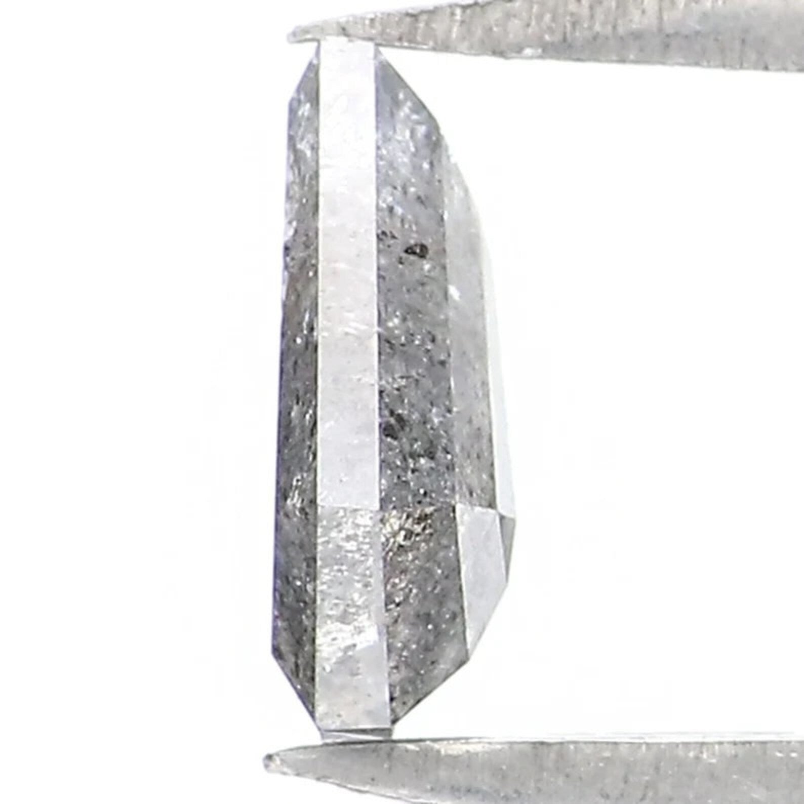 0.61 CT Natural Loose Coffin Shape Diamond Salt And Pepper Coffin Diamond 6.20 MM Natural Black Gray Color Coffin Rose Cut Diamond QN1888