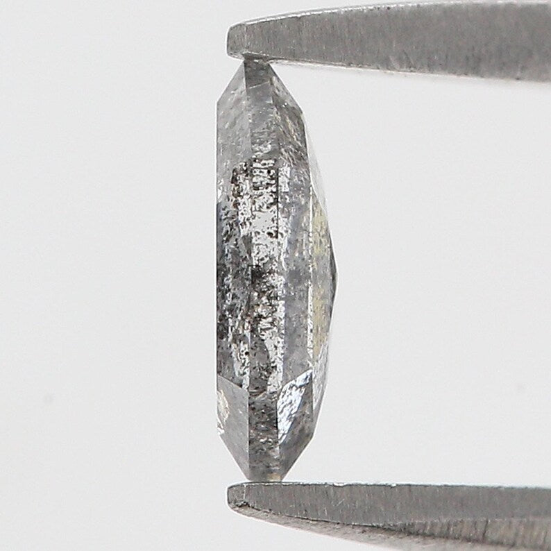 0.46 Ct Natural Loose Hexagon Shape Diamond Salt And Pepper Hexagon Diamond 6.75 MM Natural Black Grey Color Hexagon Rose Cut Diamond QN2139